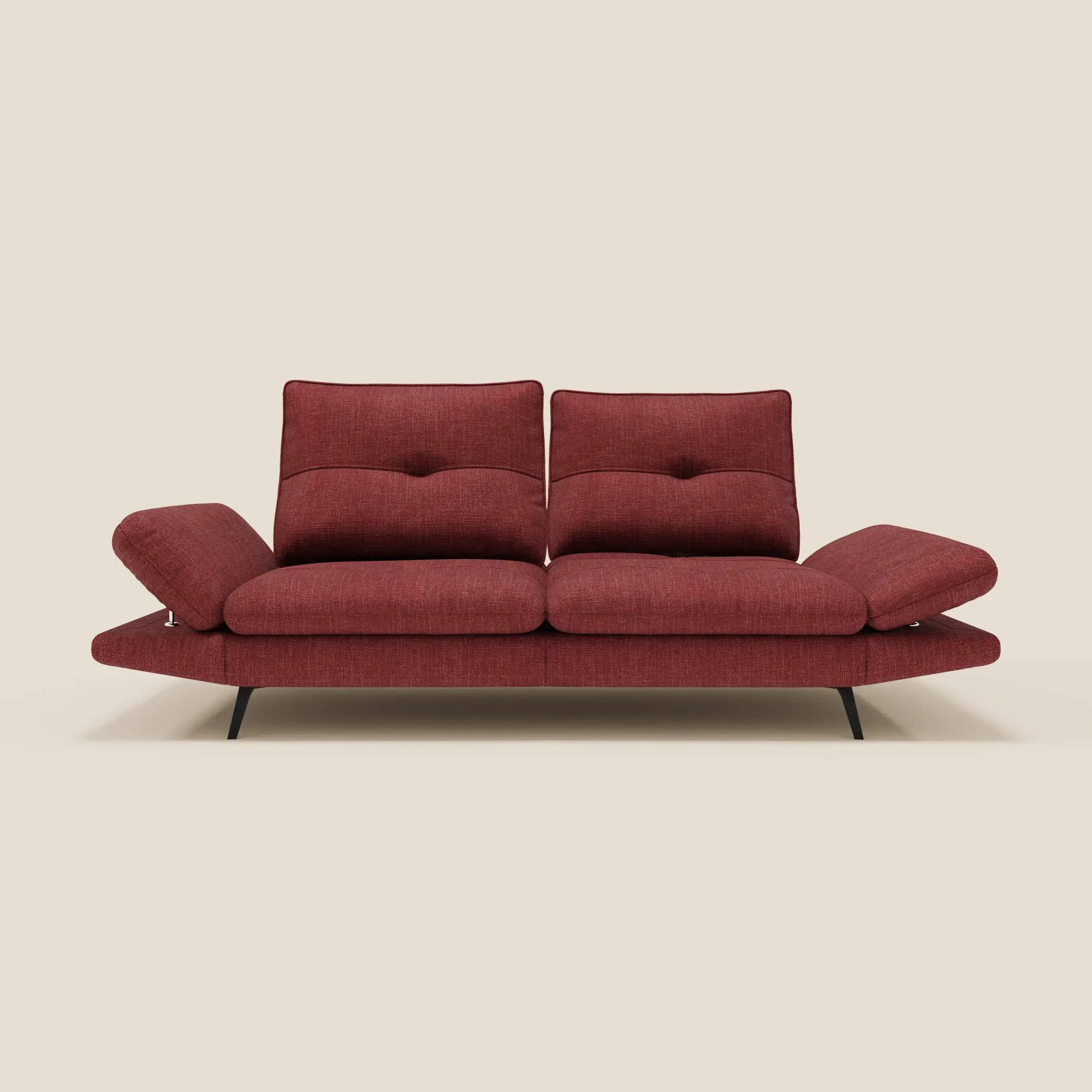 Ardex Canapé 3 places avec dossiers coulissants et accoudoir réglables en tissu doux imperméable T06 rouge
