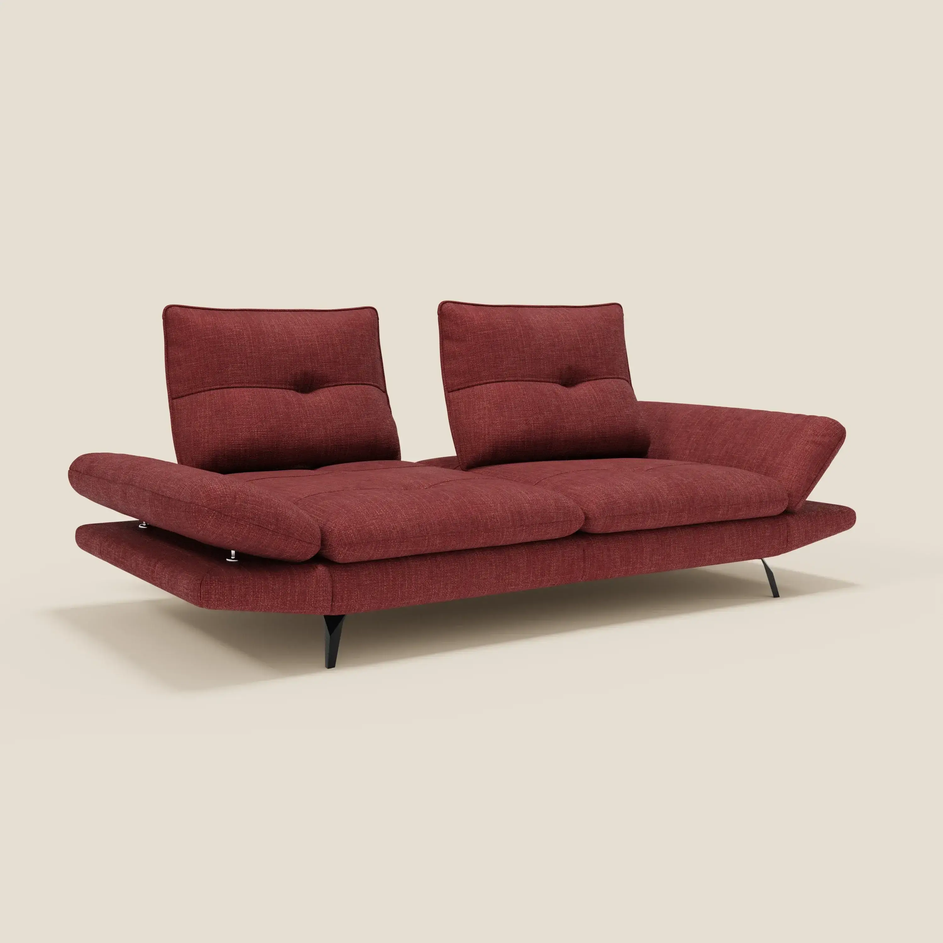 Ardex Canapé 3 places avec dossiers coulissants et accoudoir réglables en tissu doux imperméable T06 rouge - Image 2