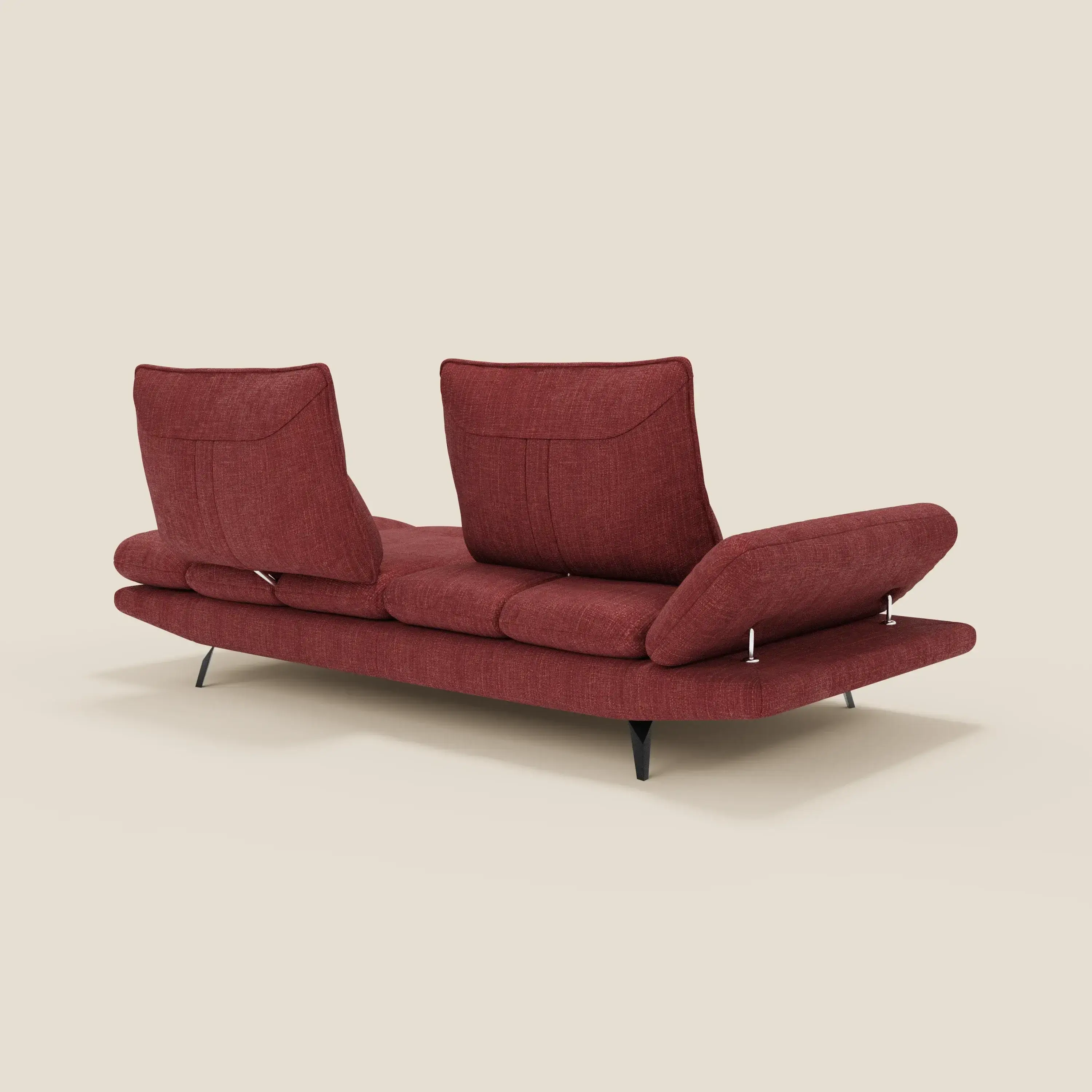 Ardex Canapé 3 places avec dossiers coulissants et accoudoir réglables en tissu doux imperméable T06 rouge - Image 9