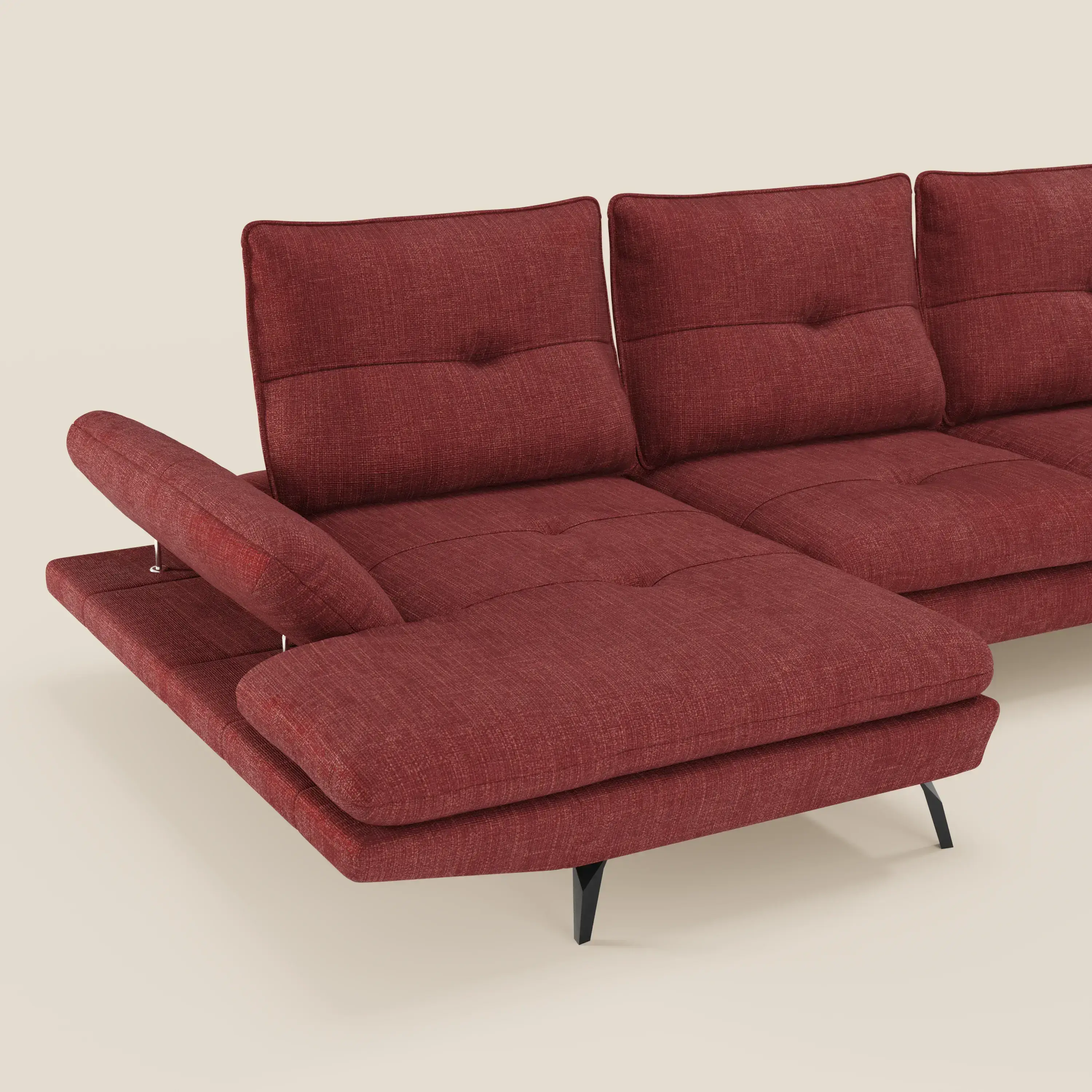 Ardex Canapé avec méridienne - dossiers coulissants et accoudoirs réglables en élégant tissu imperméable T06 - Image 4