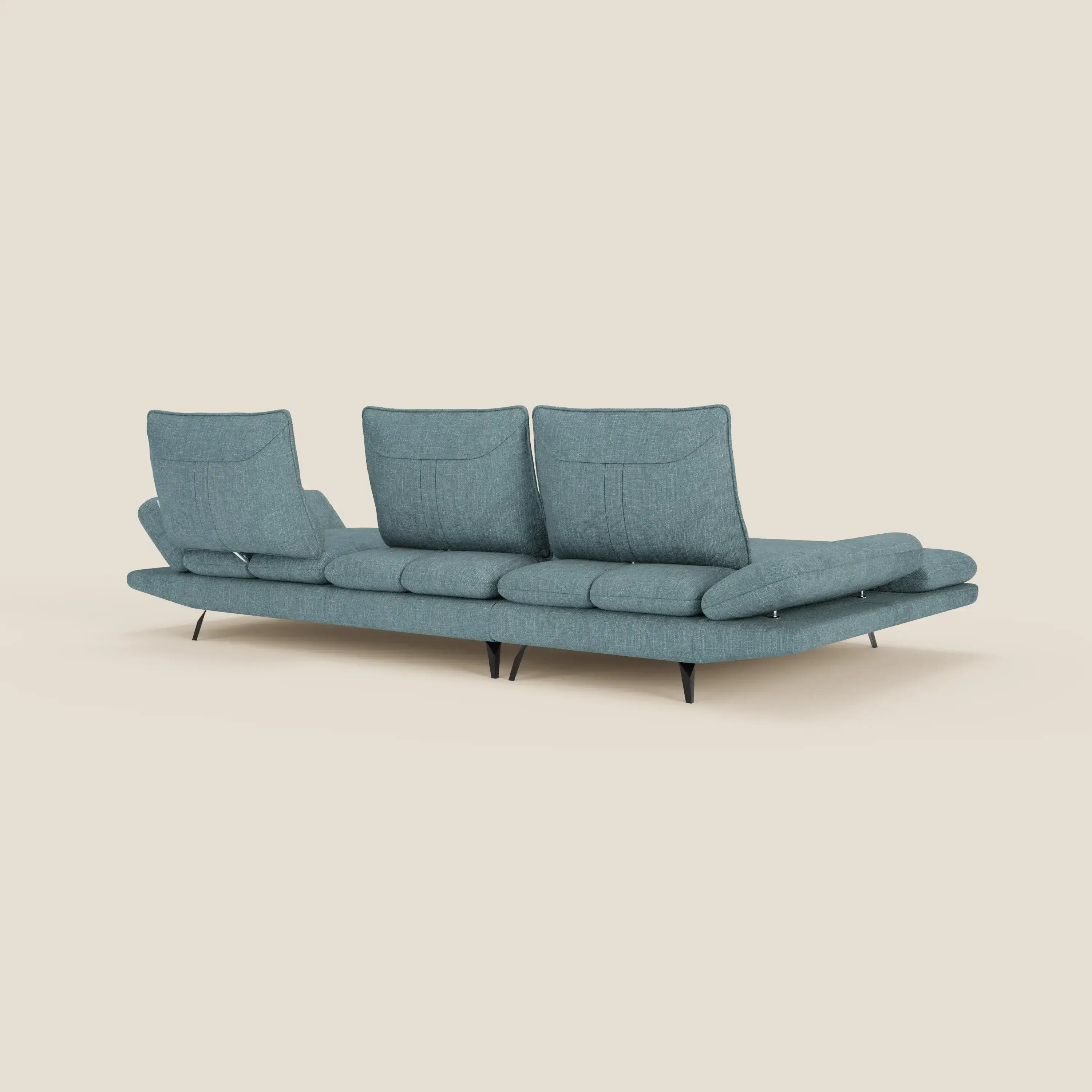 Ardex Canapé avec méridienne - dossiers coulissants et accoudoirs réglables en élégant tissu imperméable T06 bleu ciel - Image 9