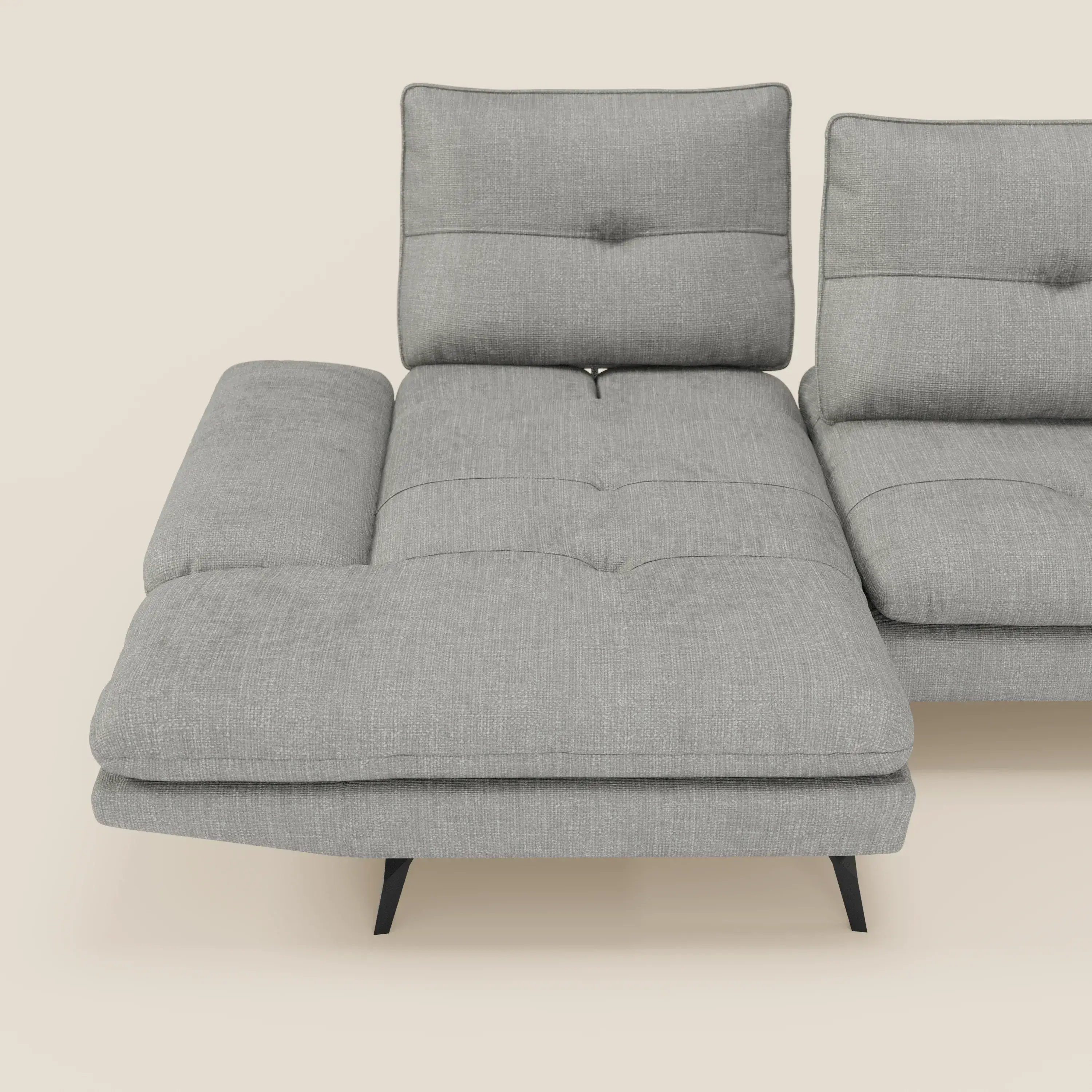 Ardex Canapé avec méridienne - dossiers coulissants et accoudoirs réglables en élégant tissu imperméable T06 gris - Image 8
