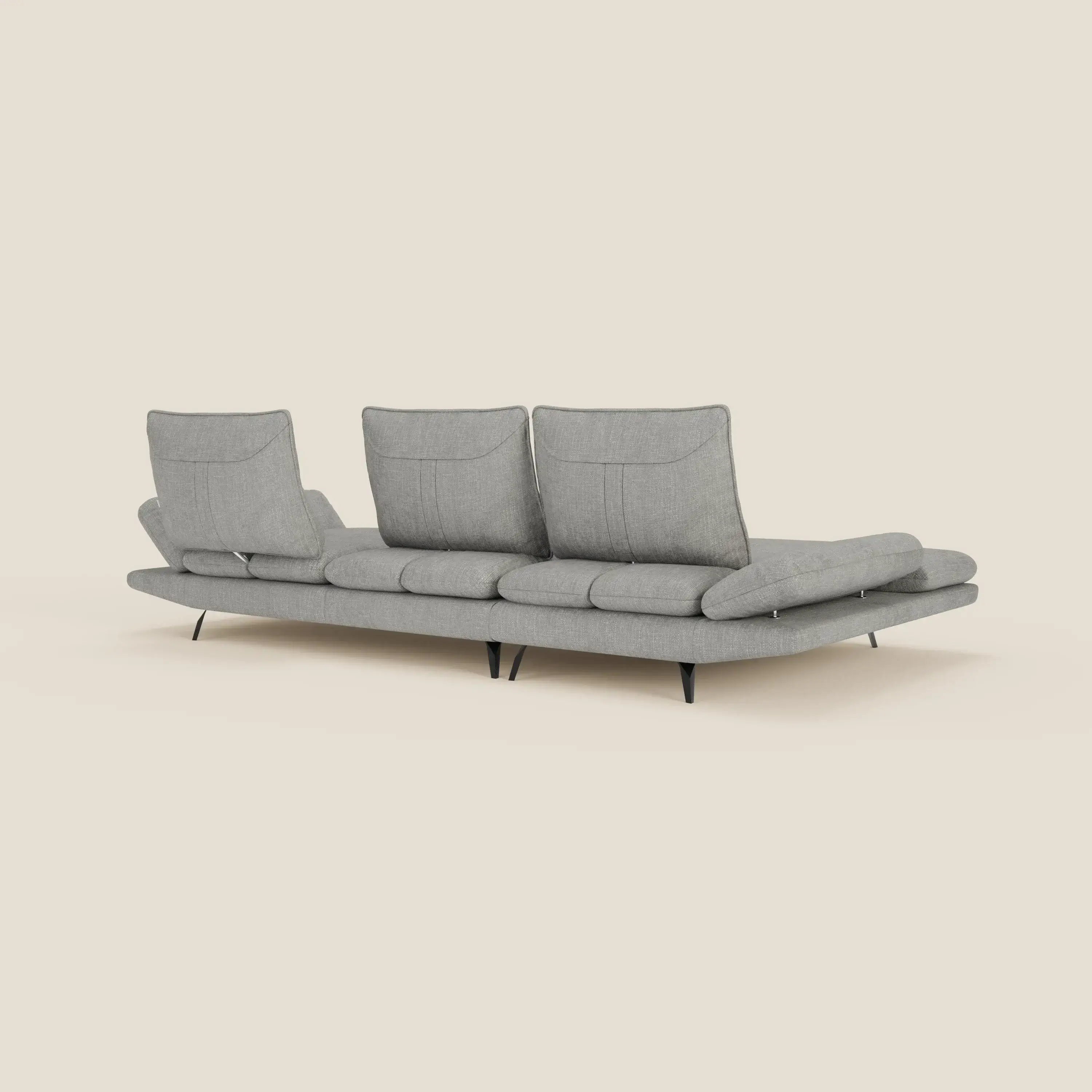 Ardex Canapé avec méridienne - dossiers coulissants et accoudoirs réglables en élégant tissu imperméable T06 gris - Image 9