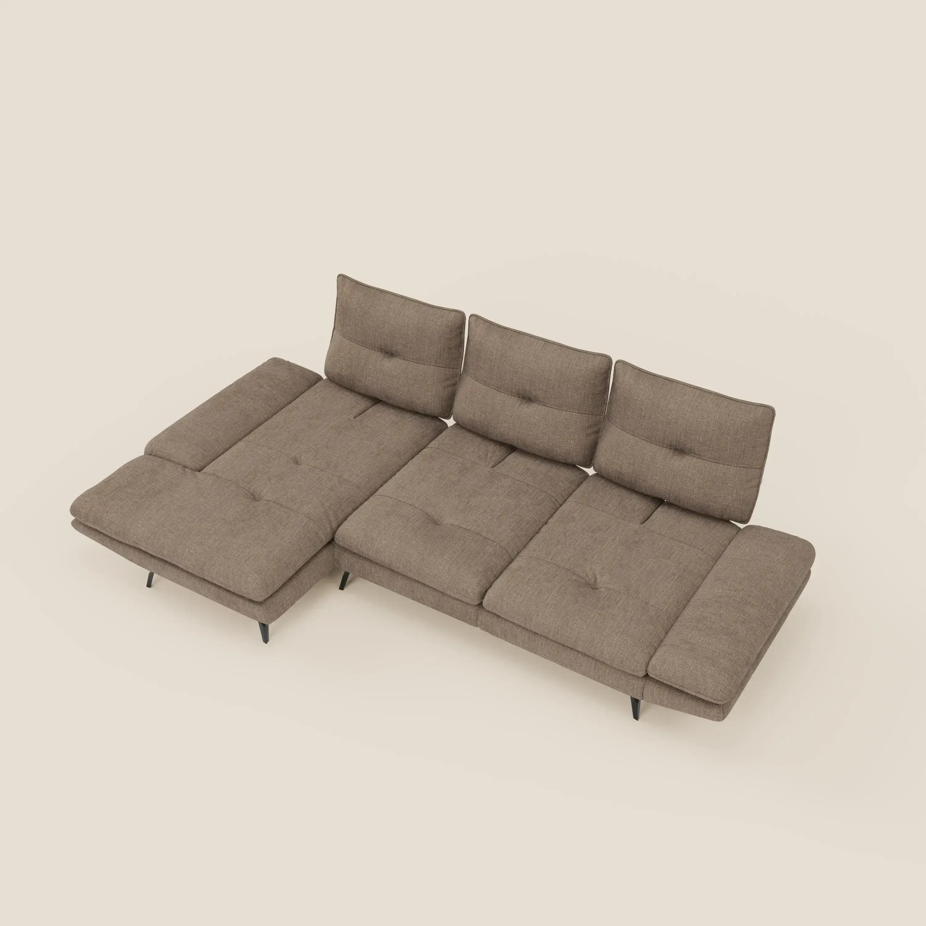 Ardex Canapé avec méridienne - dossiers coulissants et accoudoirs réglables en élégant tissu imperméable T06 marron - Image 11