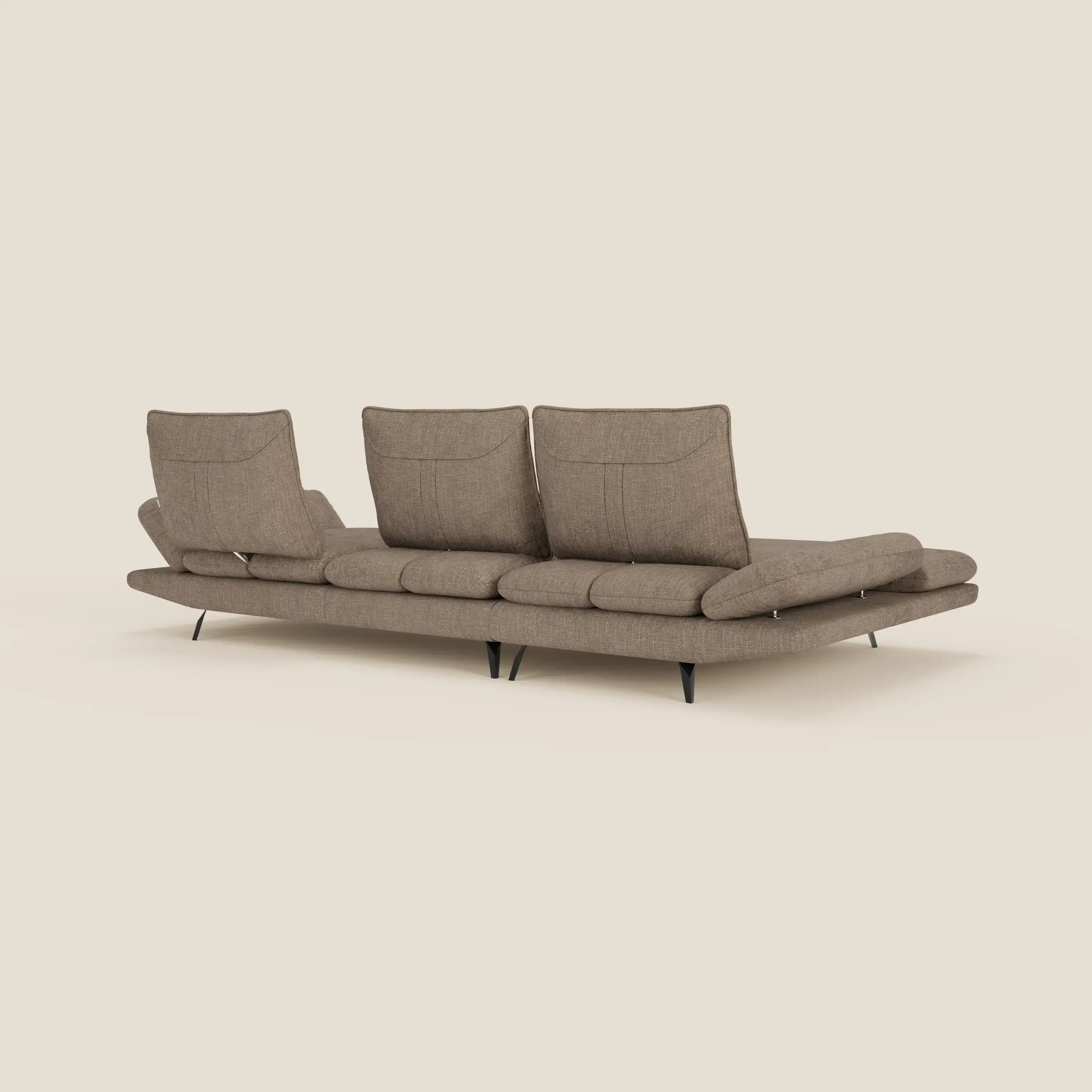 Ardex Canapé avec méridienne - dossiers coulissants et accoudoirs réglables en élégant tissu imperméable T06 marron - Image 9