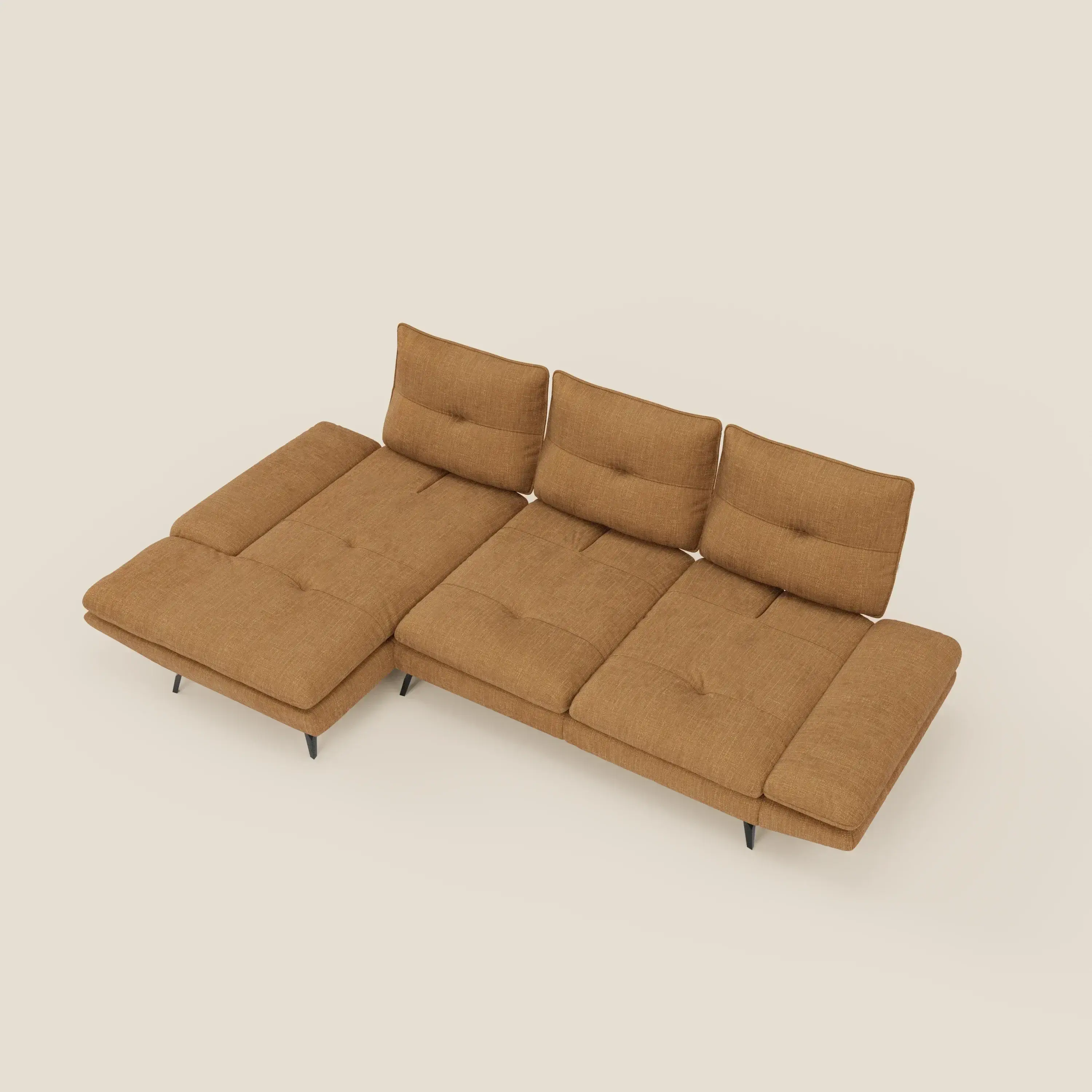 Ardex Canapé avec méridienne - dossiers coulissants et accoudoirs réglables en élégant tissu imperméable T06 ocre - Image 11