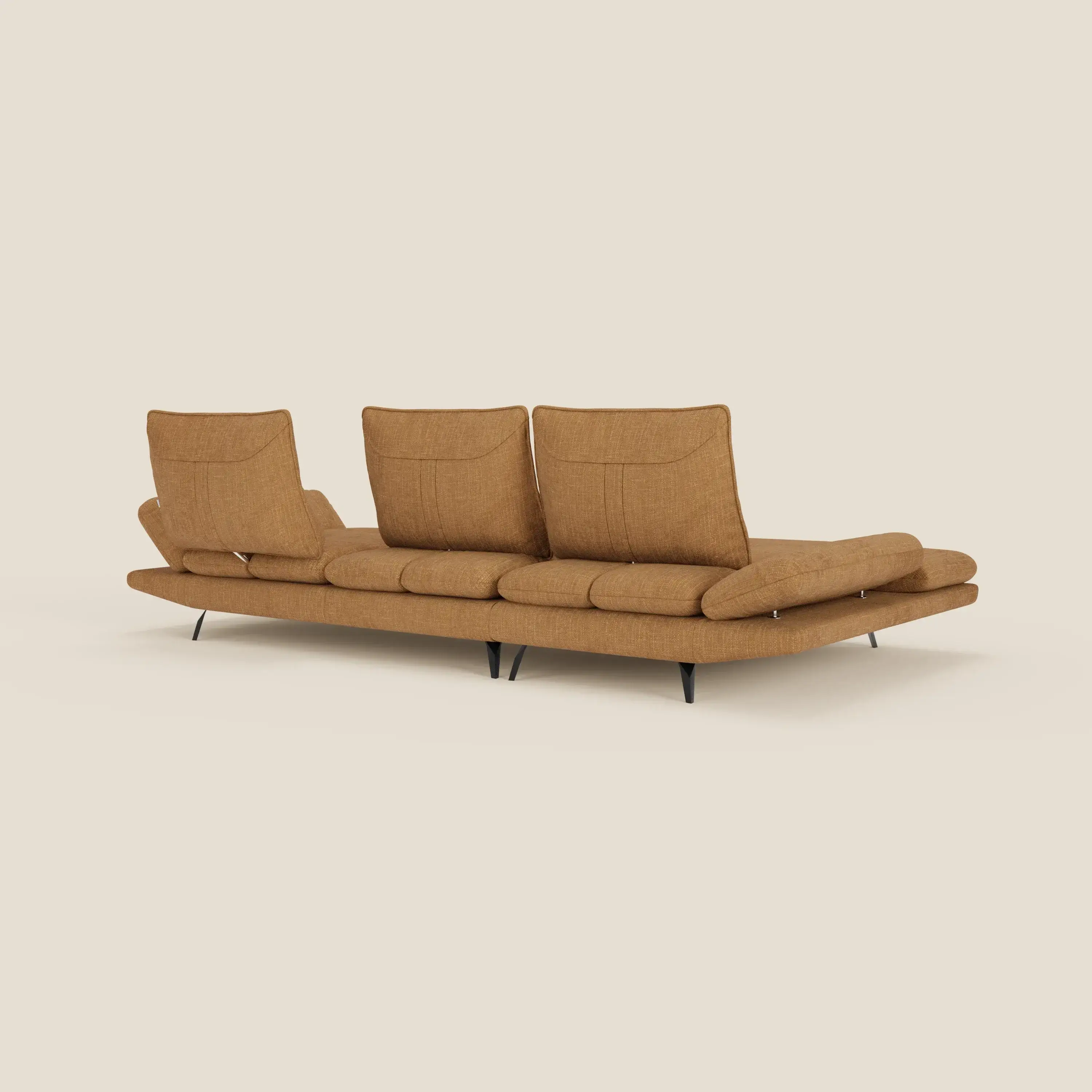 Ardex Canapé avec méridienne - dossiers coulissants et accoudoirs réglables en élégant tissu imperméable T06 ocre - Image 9