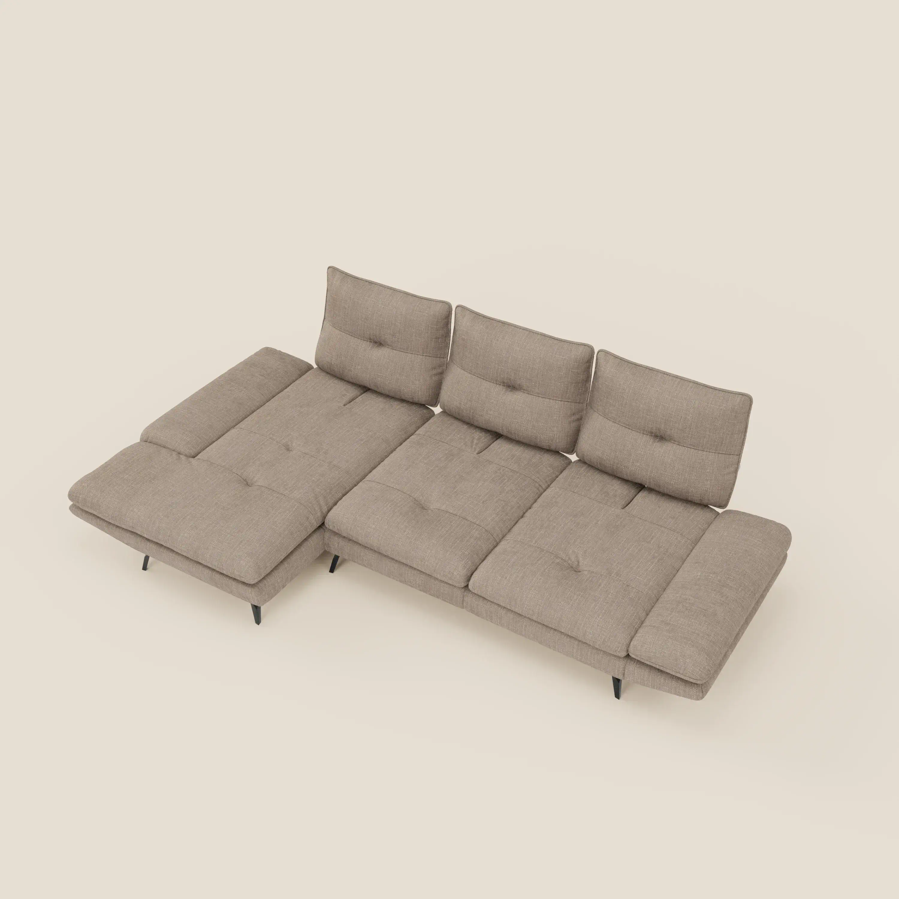 Ardex Canapé avec méridienne - dossiers coulissants et accoudoirs réglables en élégant tissu imperméable T06 taupe - Image 11