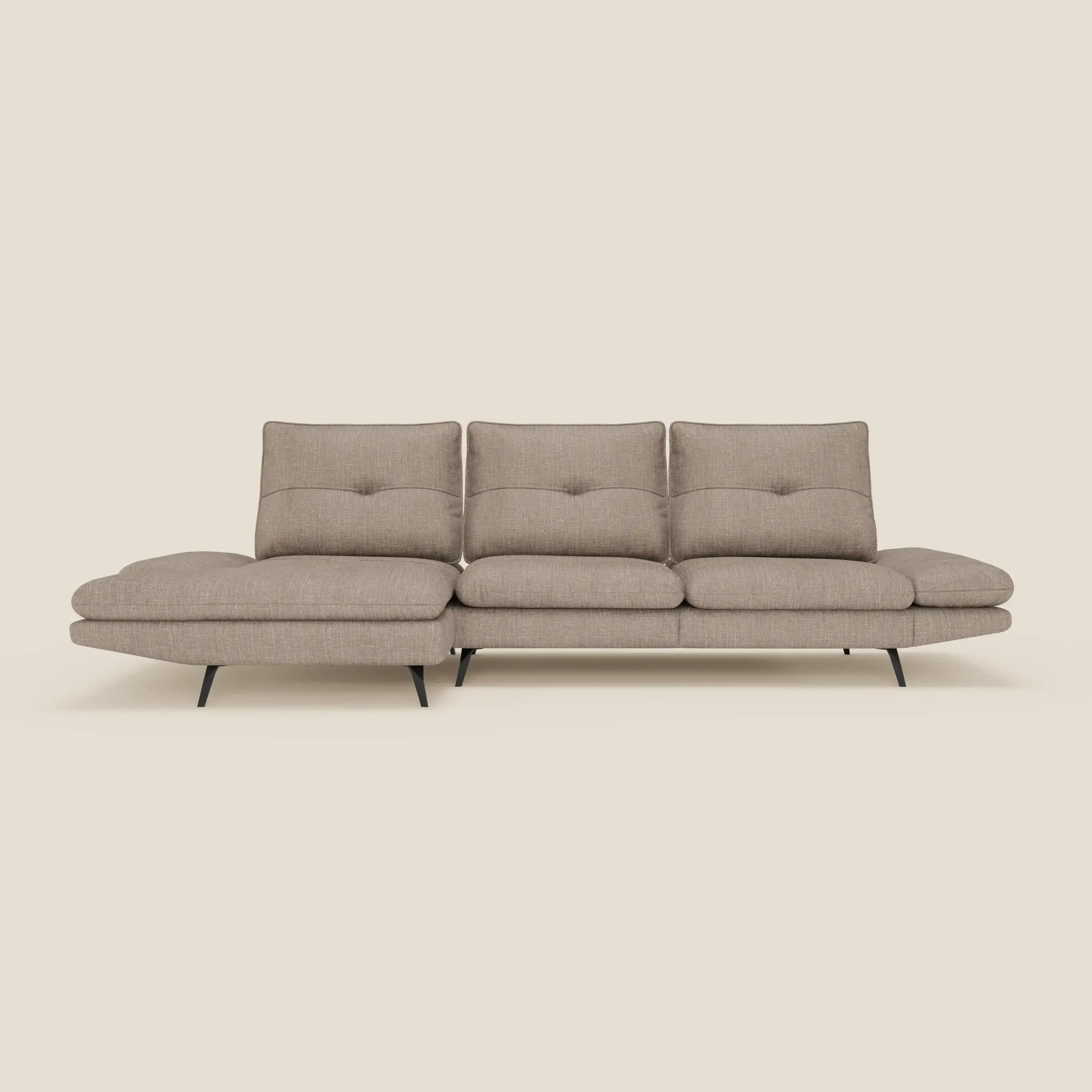 Ardex Canapé avec méridienne - dossiers coulissants et accoudoirs réglables en élégant tissu imperméable T06 taupe - Image 3