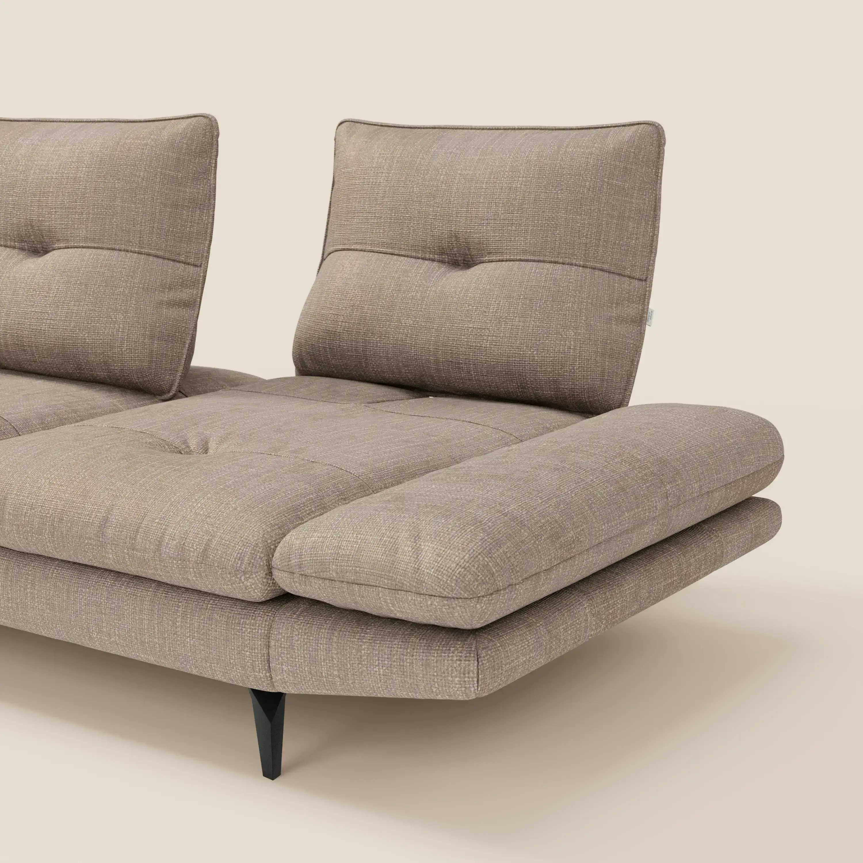 Ardex Canapé avec méridienne - dossiers coulissants et accoudoirs réglables en élégant tissu imperméable T06 taupe - Image 6