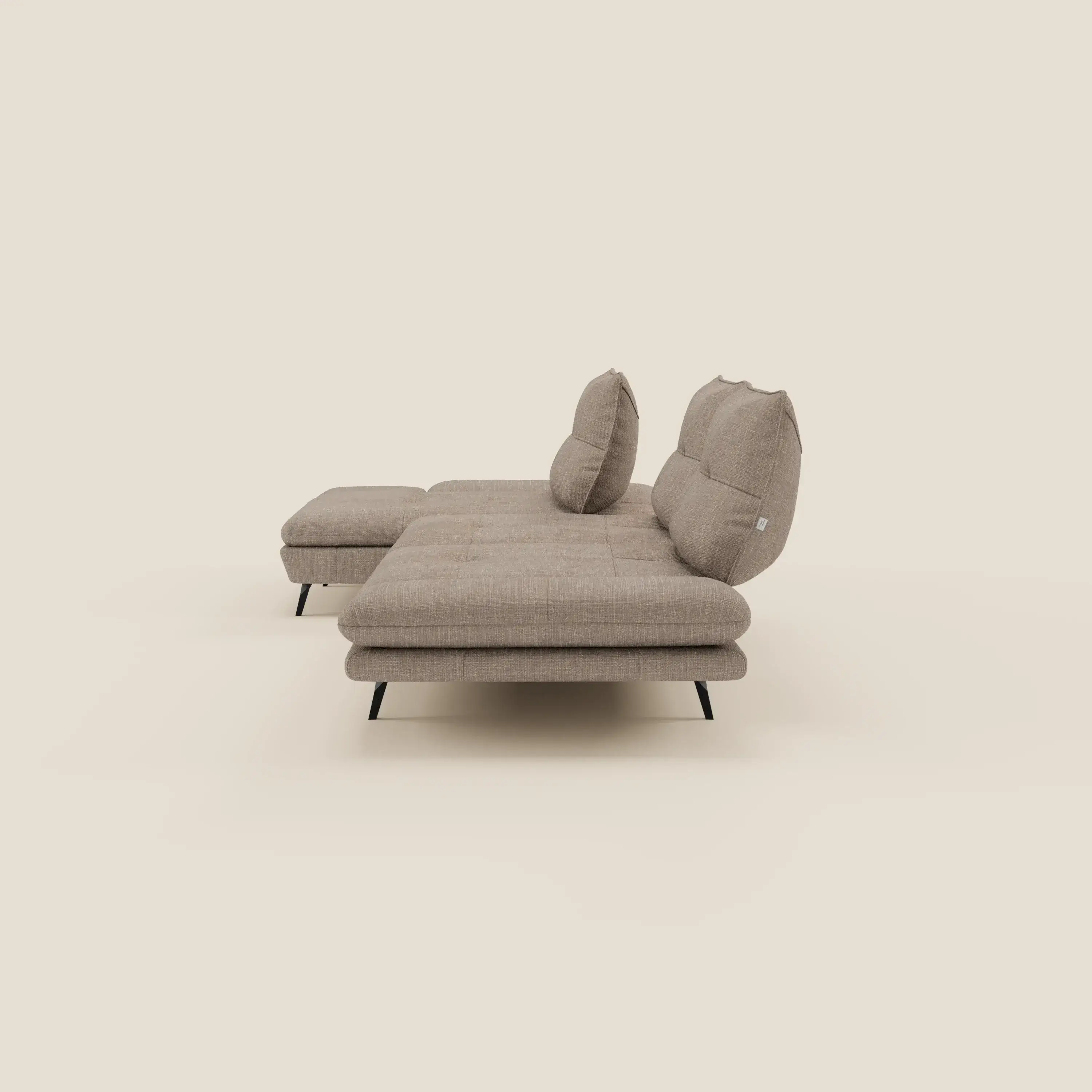 Ardex Canapé avec méridienne - dossiers coulissants et accoudoirs réglables en élégant tissu imperméable T06 taupe - Image 7