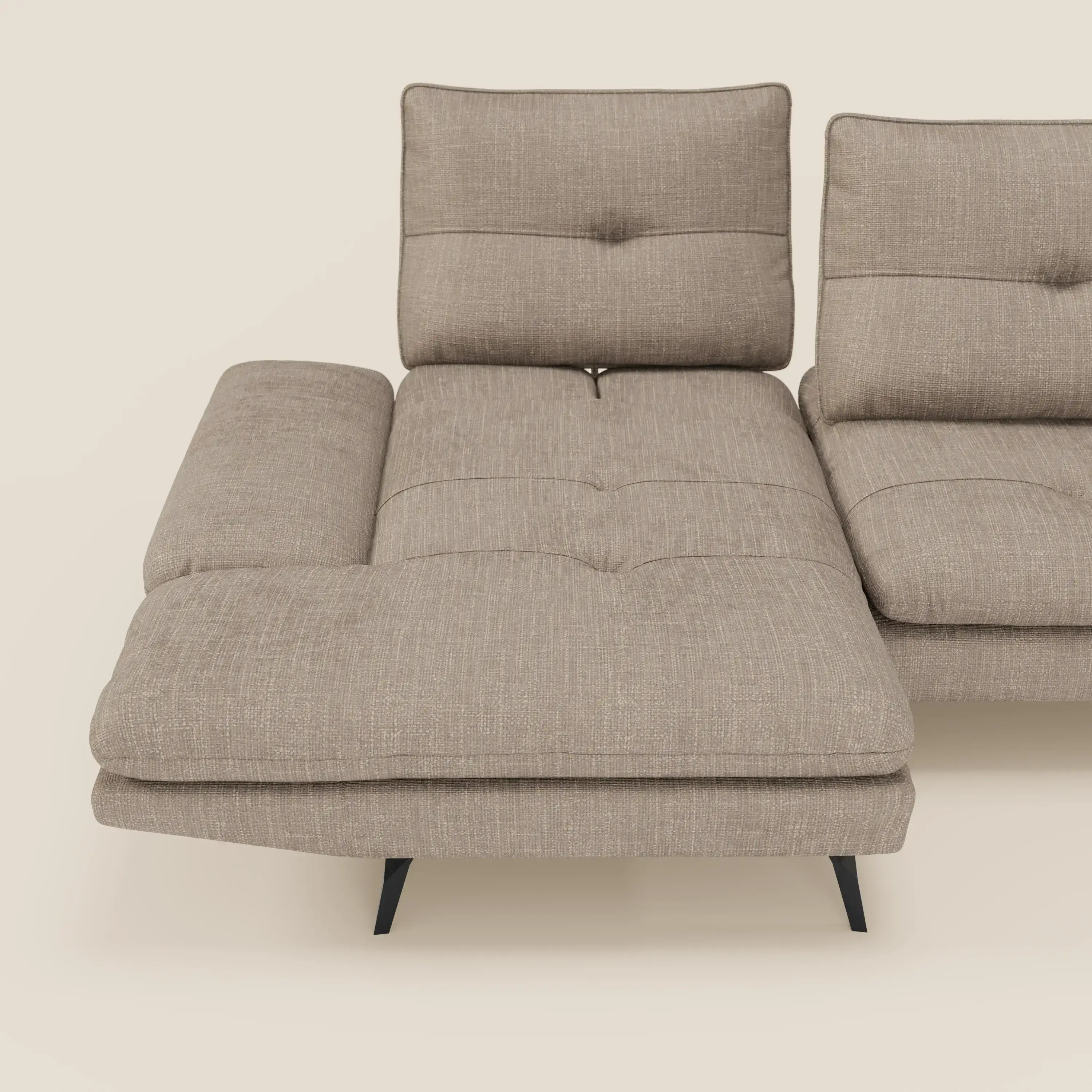 Ardex Canapé avec méridienne - dossiers coulissants et accoudoirs réglables en élégant tissu imperméable T06 taupe - Image 8