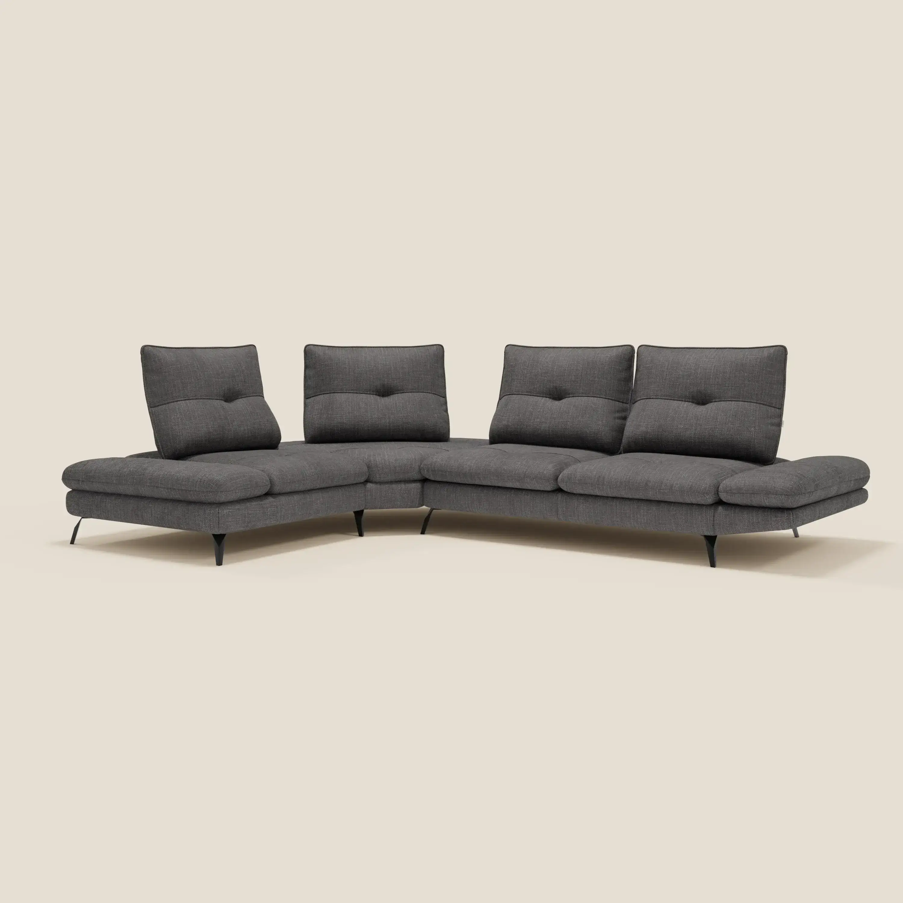 Ardex Canapé d'angle  - dossiers coulissants et accoudoirs réglables en élégant tissu imperméable T06 anthracite - Image 2