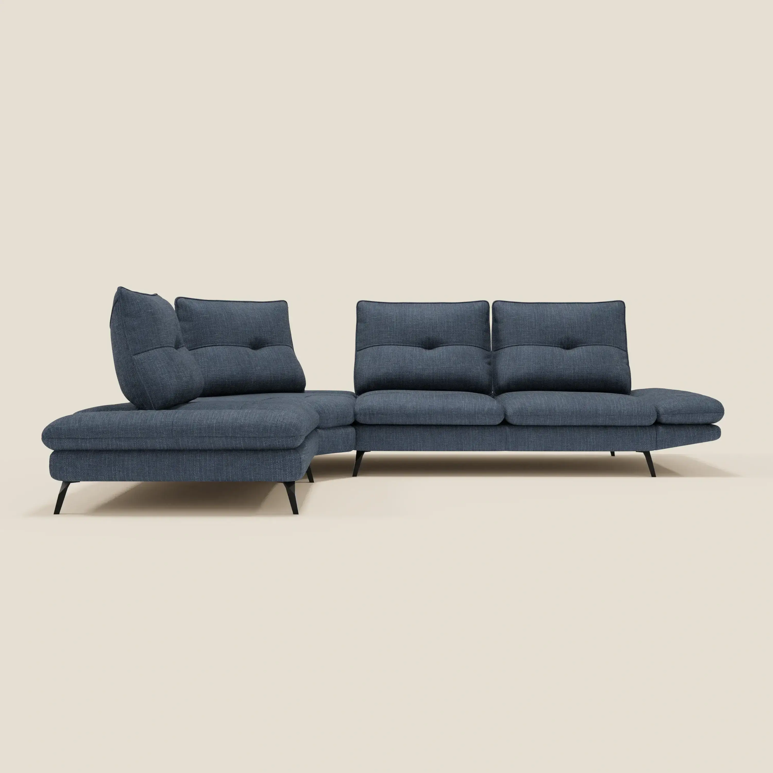 Ardex Canapé d'angle - dossiers coulissants et accoudoirs réglables en élégant tissu imperméable T06 bleu - Image 4
