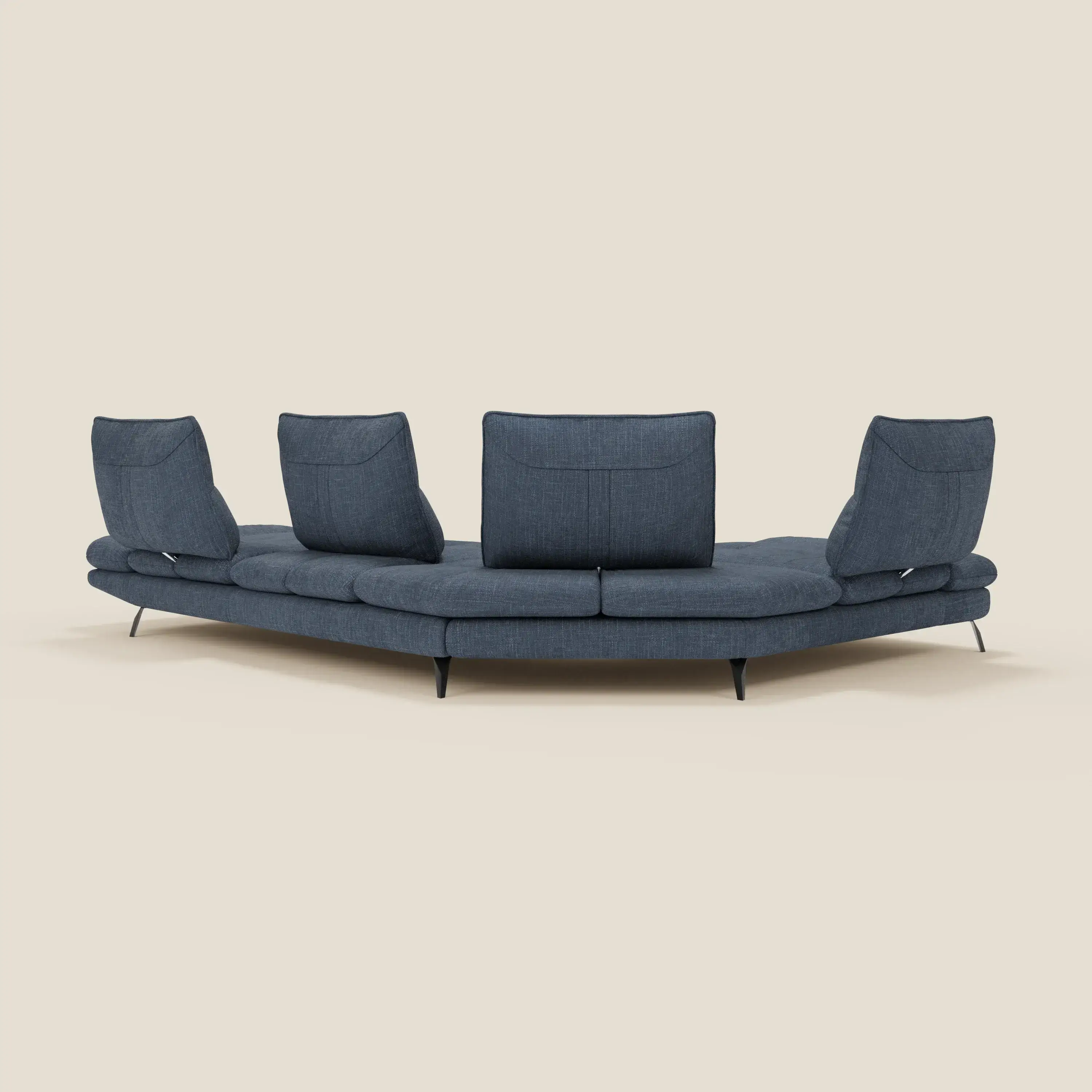 Ardex Canapé d'angle - dossiers coulissants et accoudoirs réglables en élégant tissu imperméable T06 bleu - Image 9