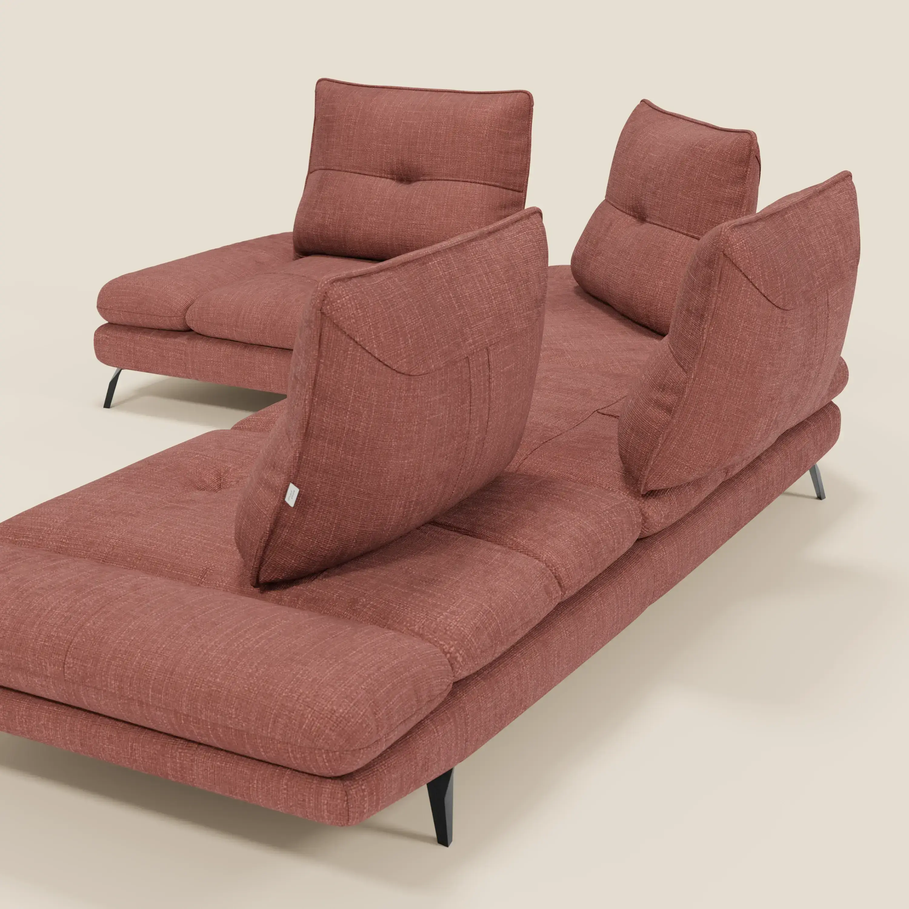 Ardex Canapé d'angle  - dossiers coulissants et accoudoirs réglables en élégant tissu imperméable T06 corail - Image 10