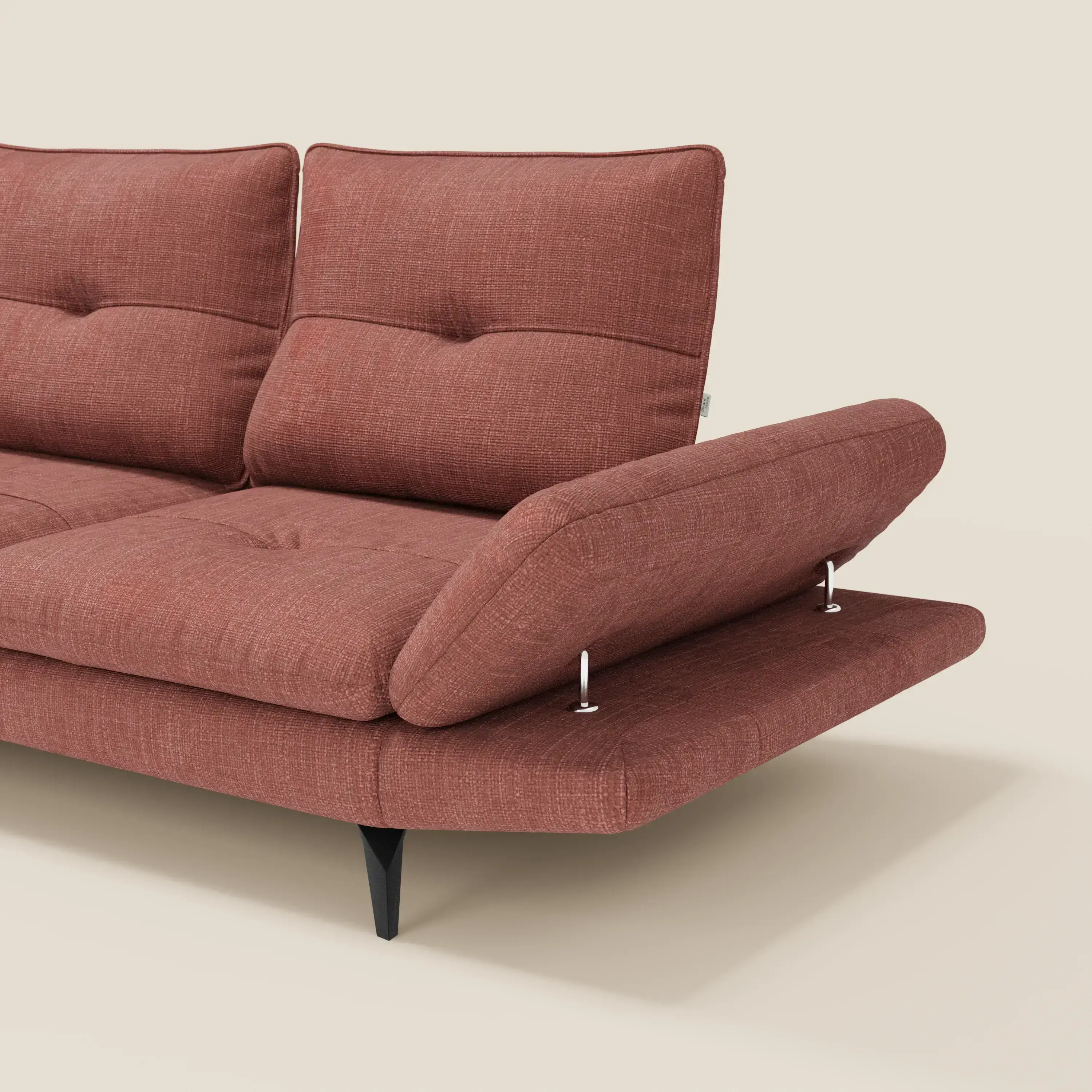 Ardex Canapé d'angle  - dossiers coulissants et accoudoirs réglables en élégant tissu imperméable T06 corail - Image 3