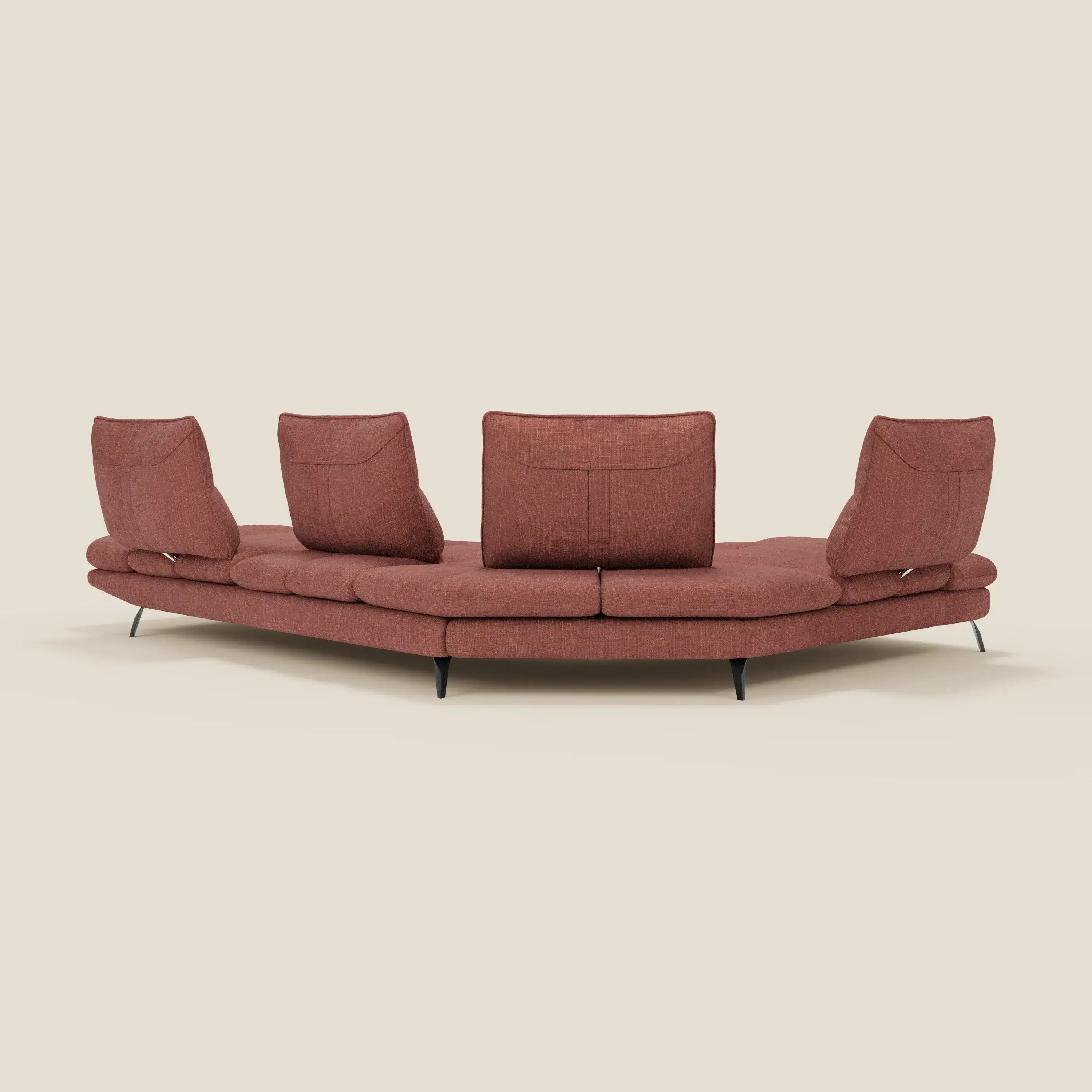 Ardex Canapé d'angle  - dossiers coulissants et accoudoirs réglables en élégant tissu imperméable T06 corail - Image 9