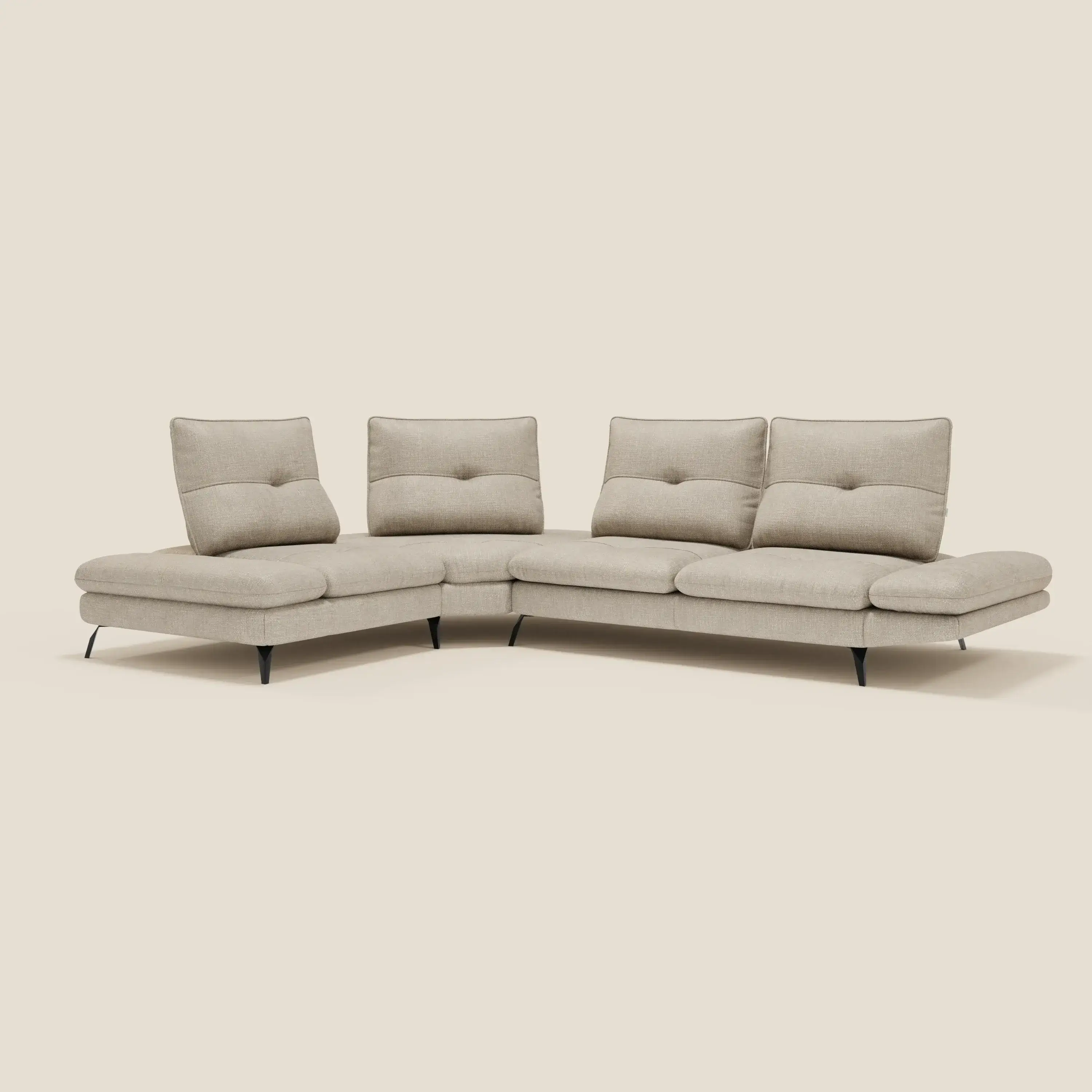 Ardex Canapé d'angle - dossiers coulissants et accoudoirs réglables en élégant tissu imperméable T06 crÚme - Image 2