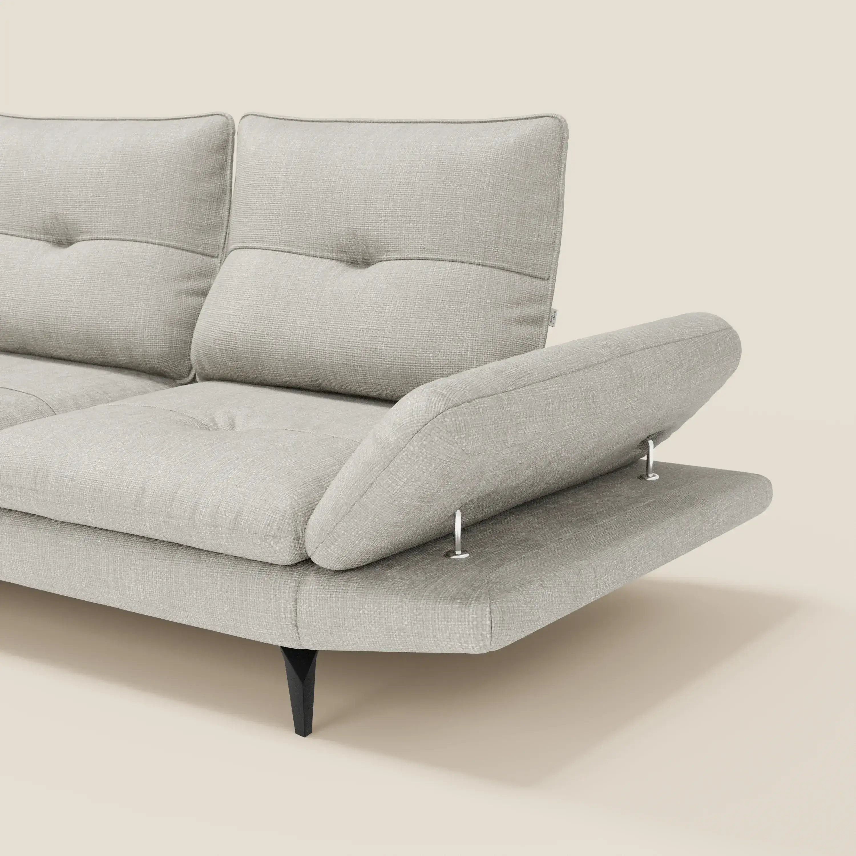 Ardex Canapé d'angle  - dossiers coulissants et accoudoirs réglables en élégant tissu imperméable T06 gris clair - Image 3