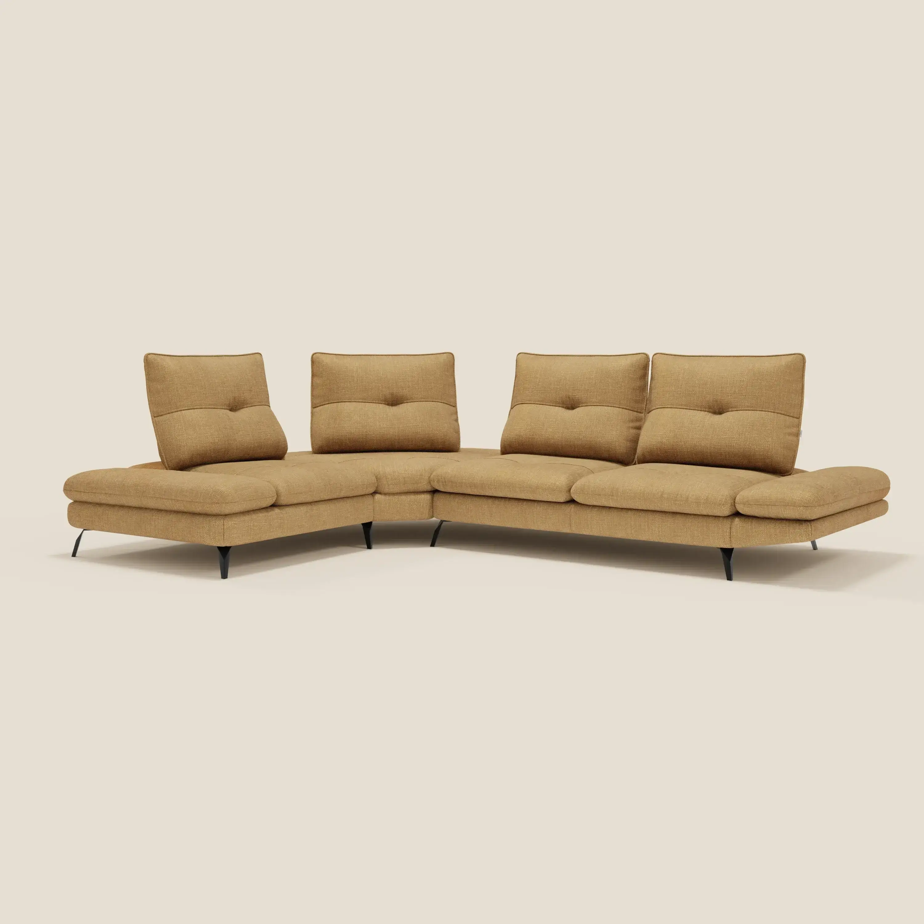 Ardex Canapé d'angle - dossiers coulissants et accoudoirs réglables en élégant tissu imperméable T06 jaune - Image 2