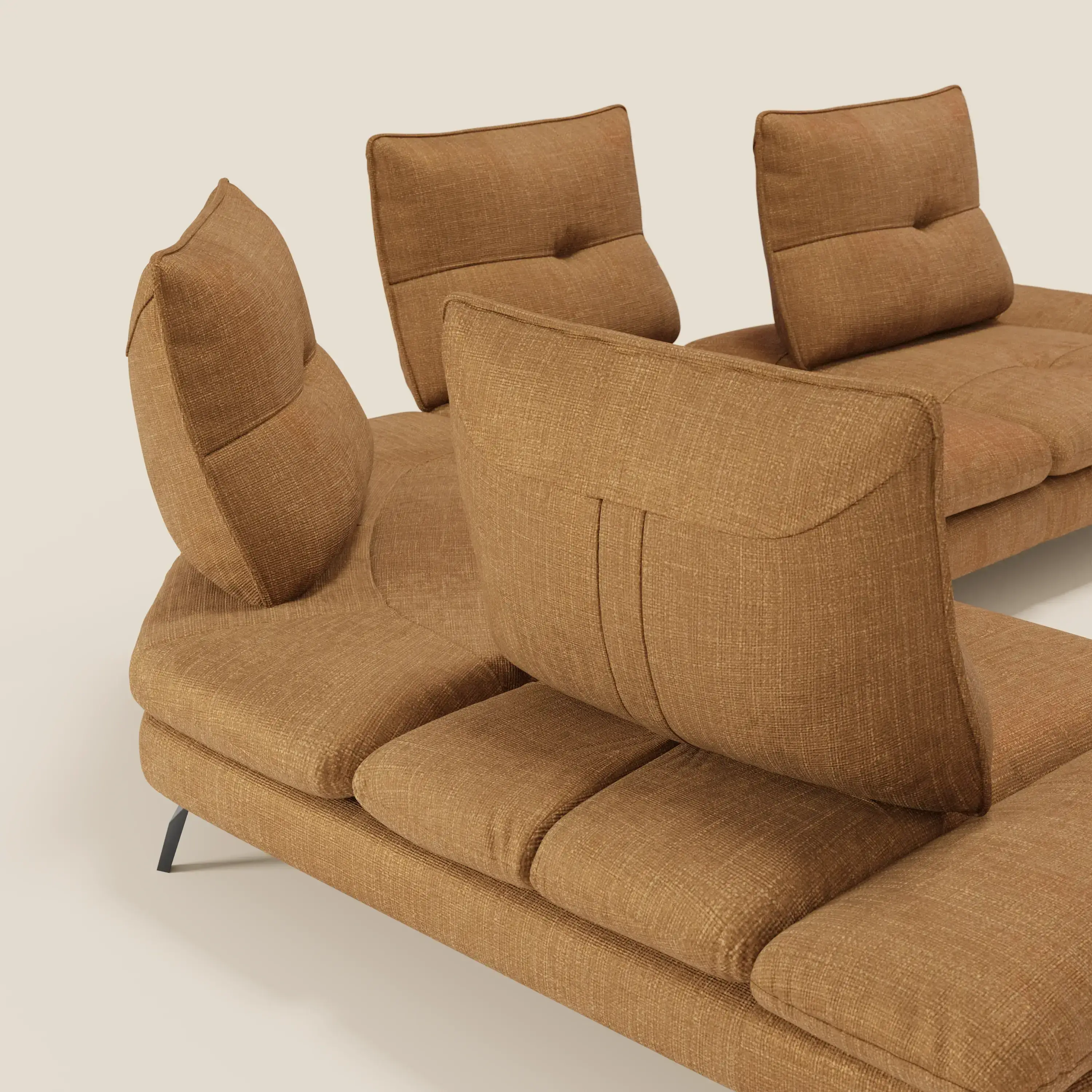 Ardex Canapé d'angle - dossiers coulissants et accoudoirs réglables en élégant tissu imperméable T06 ocre - Image 6