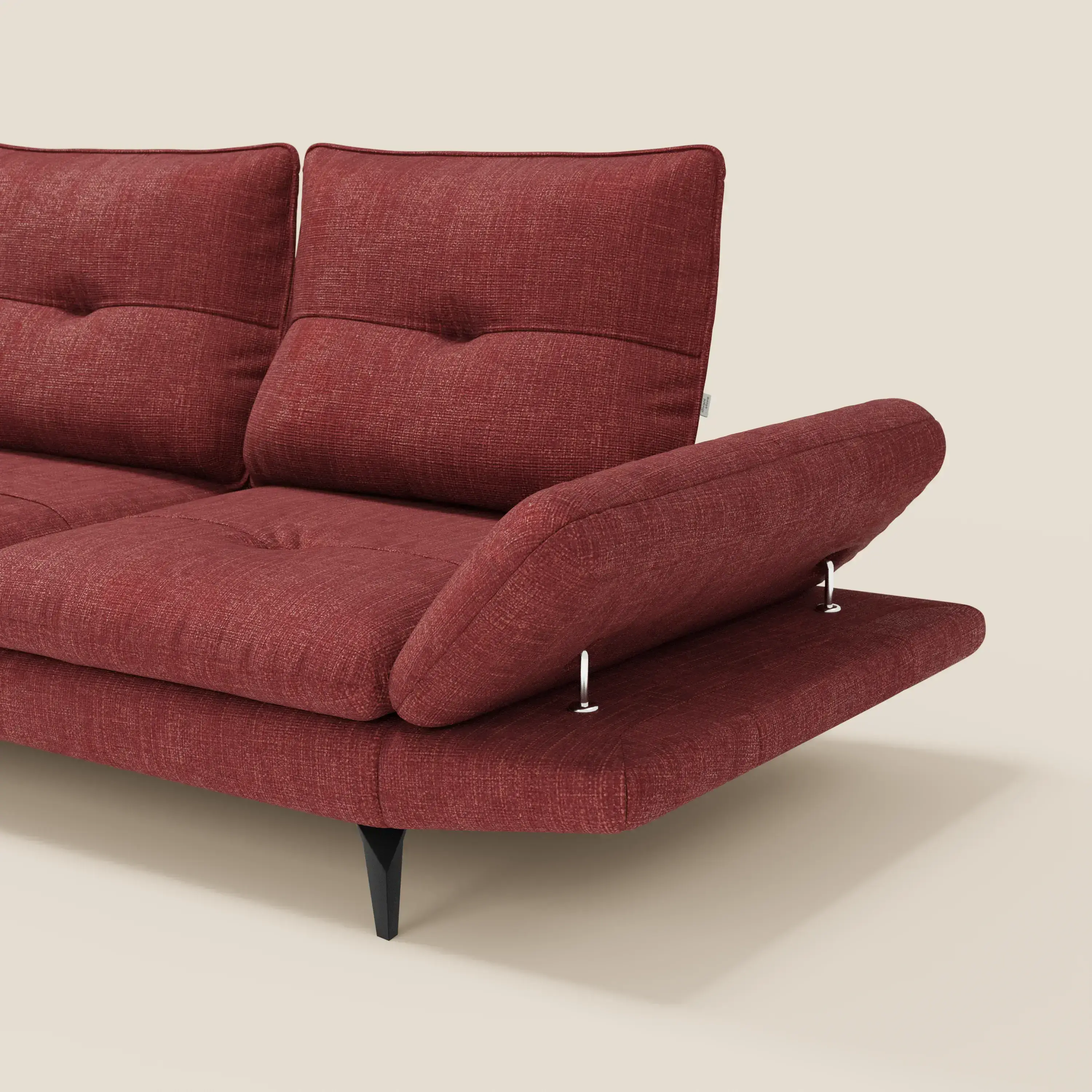 Ardex Canapé d'angle  - dossiers coulissants et accoudoirs réglables en élégant tissu imperméable T06 rouge - Image 3