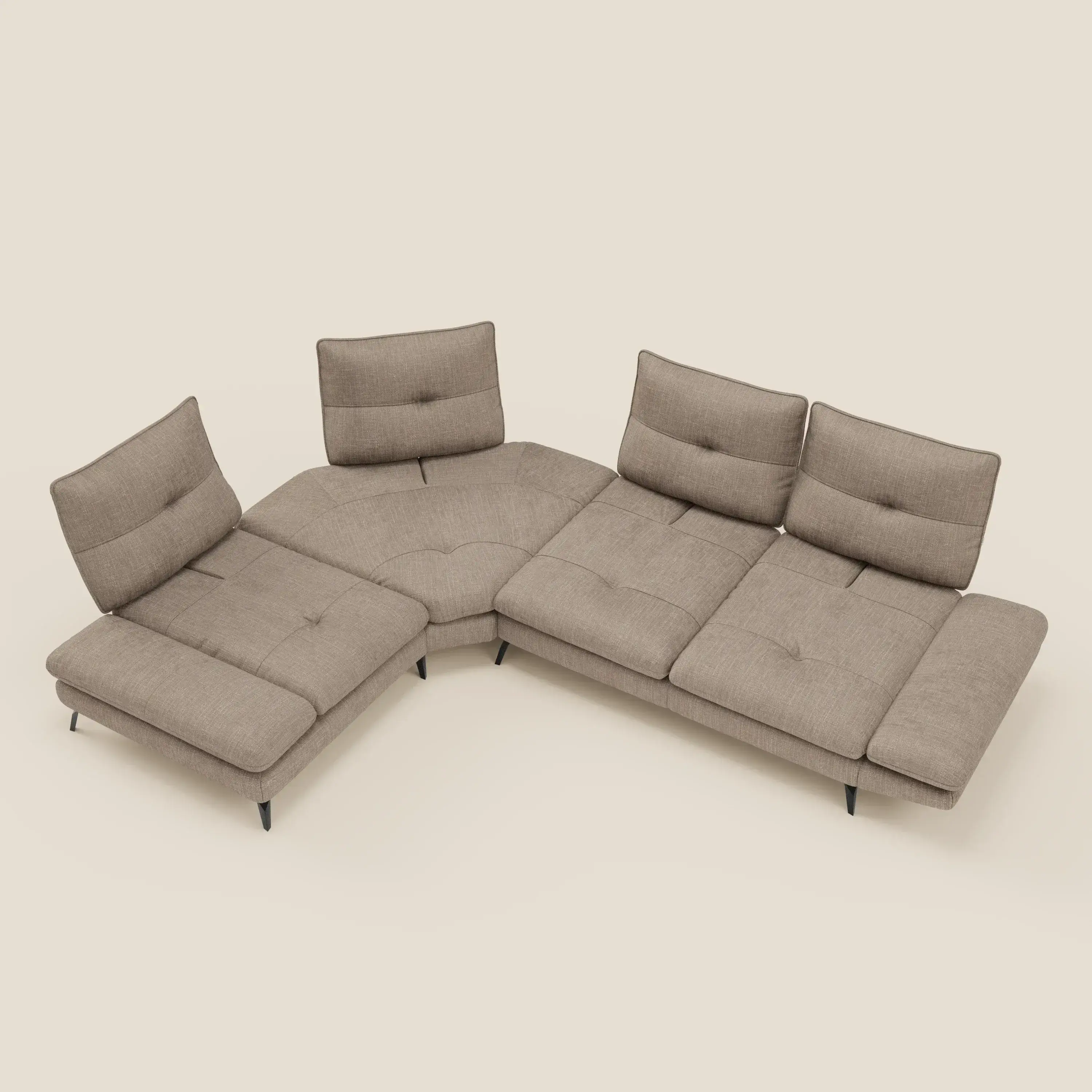 Ardex Canapé d'angle  - dossiers coulissants et accoudoirs réglables en élégant tissu imperméable T06 taupe - Image 11