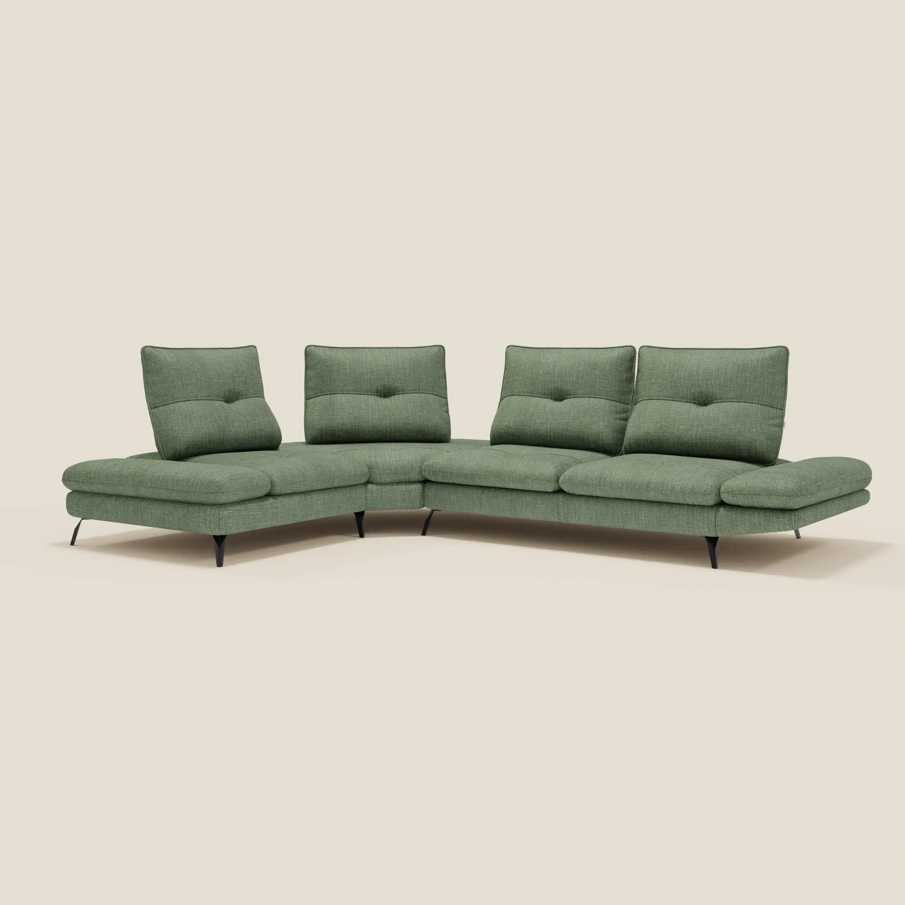 Ardex Canapé d'angle - dossiers coulissants et accoudoirs réglables en élégant tissu imperméable T06 vert - Image 2