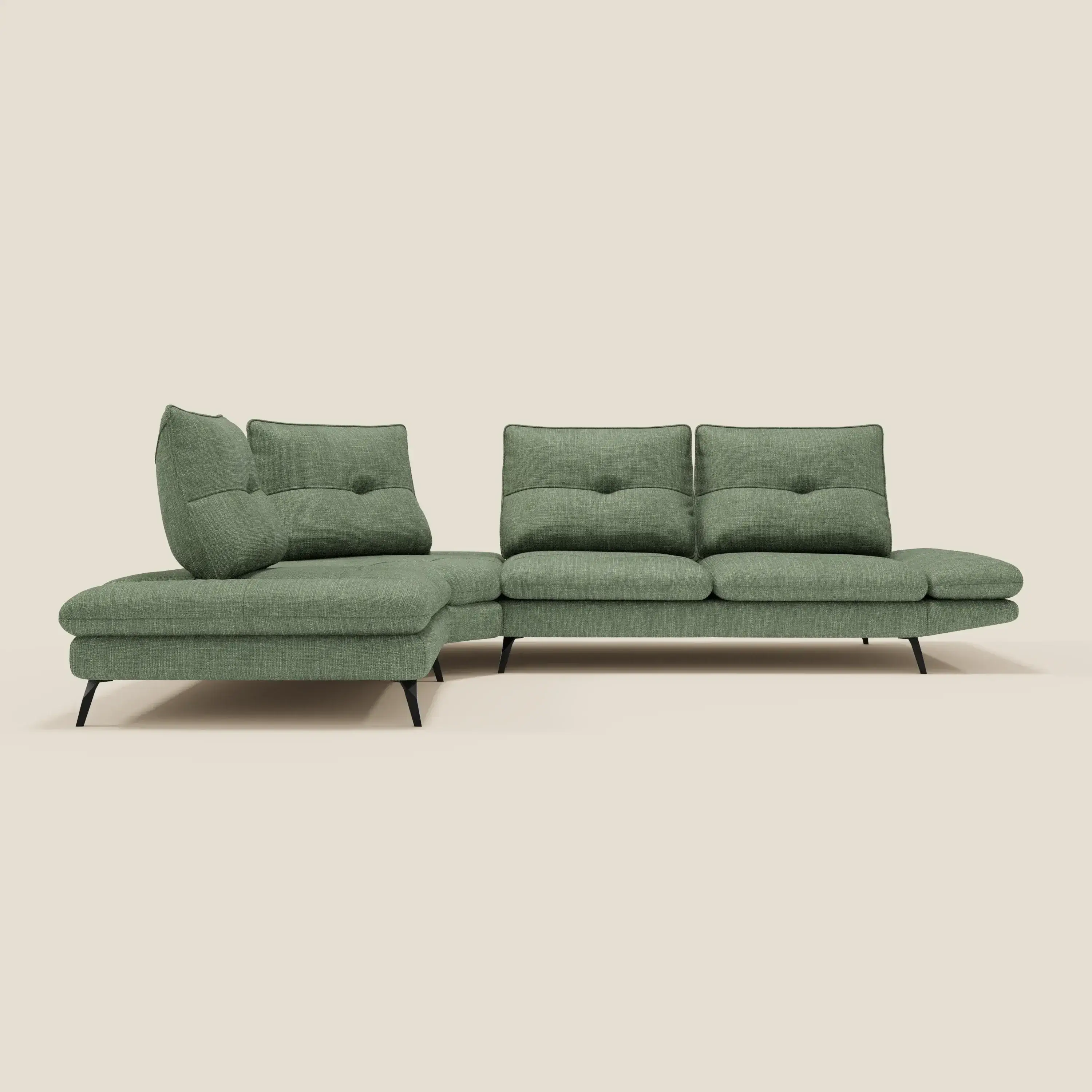 Ardex Canapé d'angle - dossiers coulissants et accoudoirs réglables en élégant tissu imperméable T06 vert - Image 4