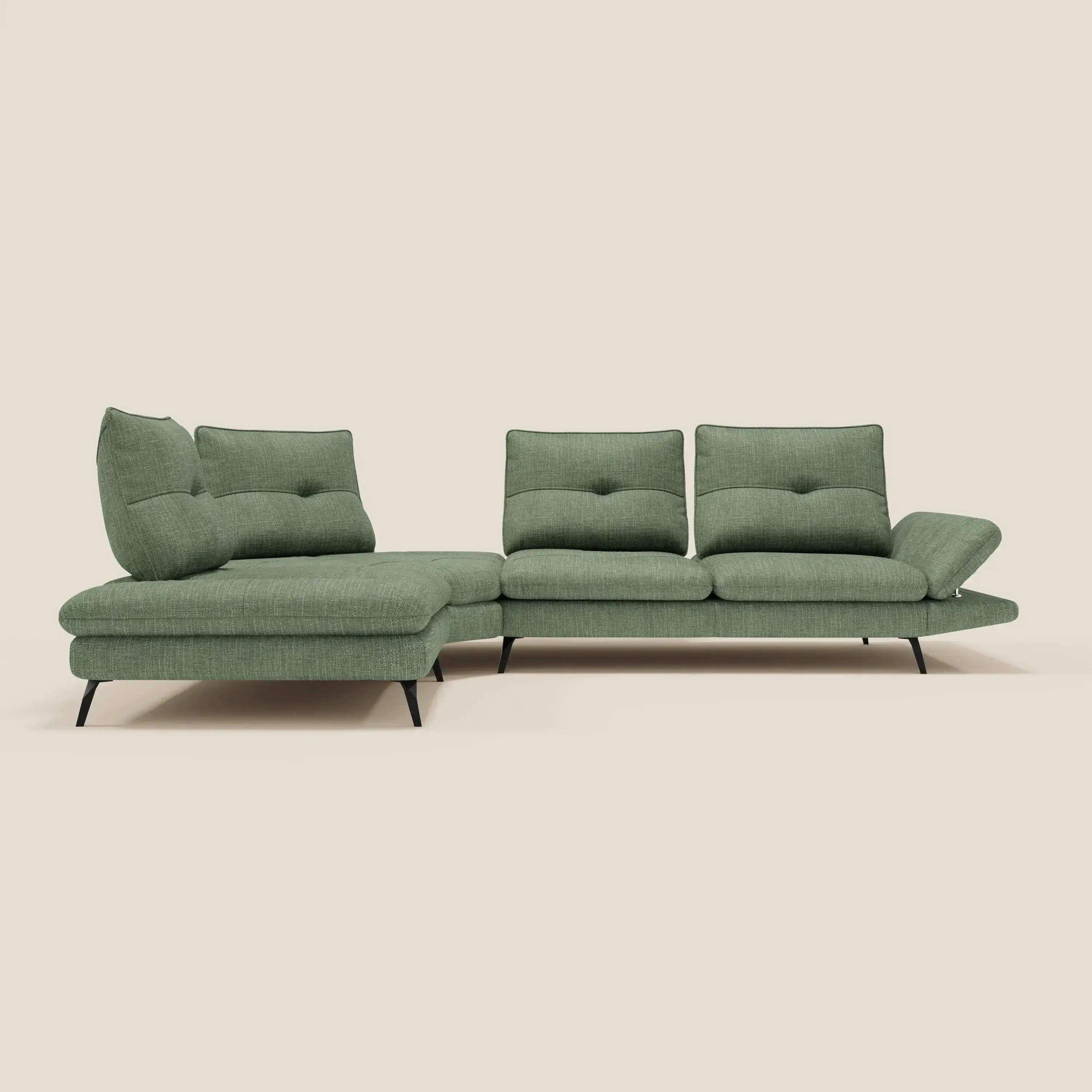 Ardex Canapé d'angle - dossiers coulissants et accoudoirs réglables en élégant tissu imperméable T06 vert - Image 5