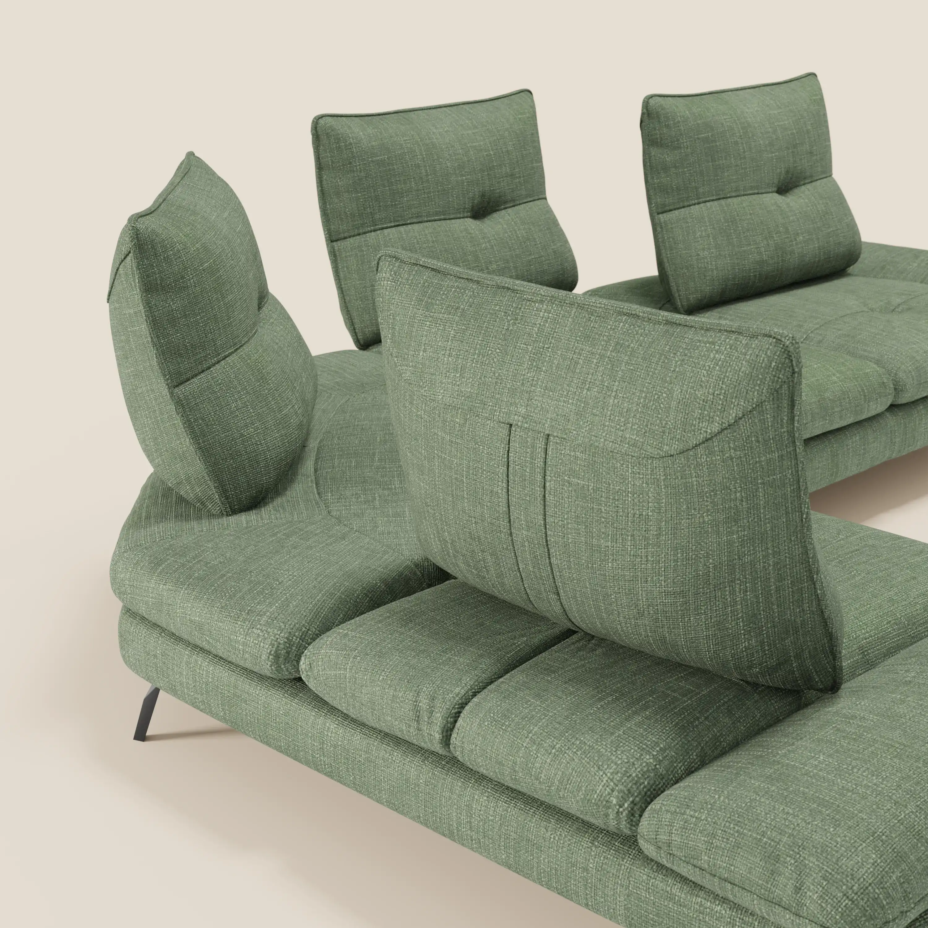 Ardex Canapé d'angle - dossiers coulissants et accoudoirs réglables en élégant tissu imperméable T06 vert - Image 6