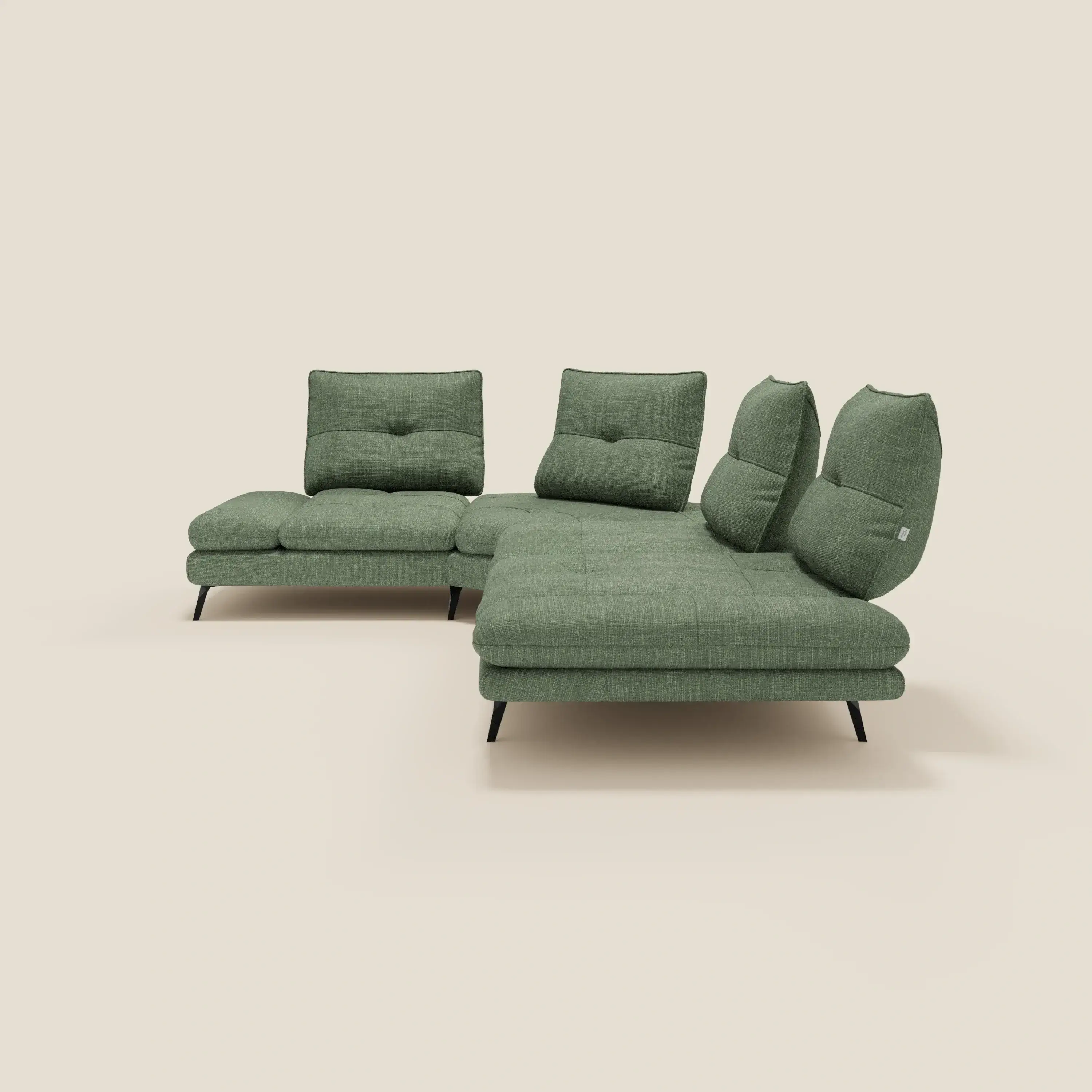Ardex Canapé d'angle - dossiers coulissants et accoudoirs réglables en élégant tissu imperméable T06 vert - Image 7
