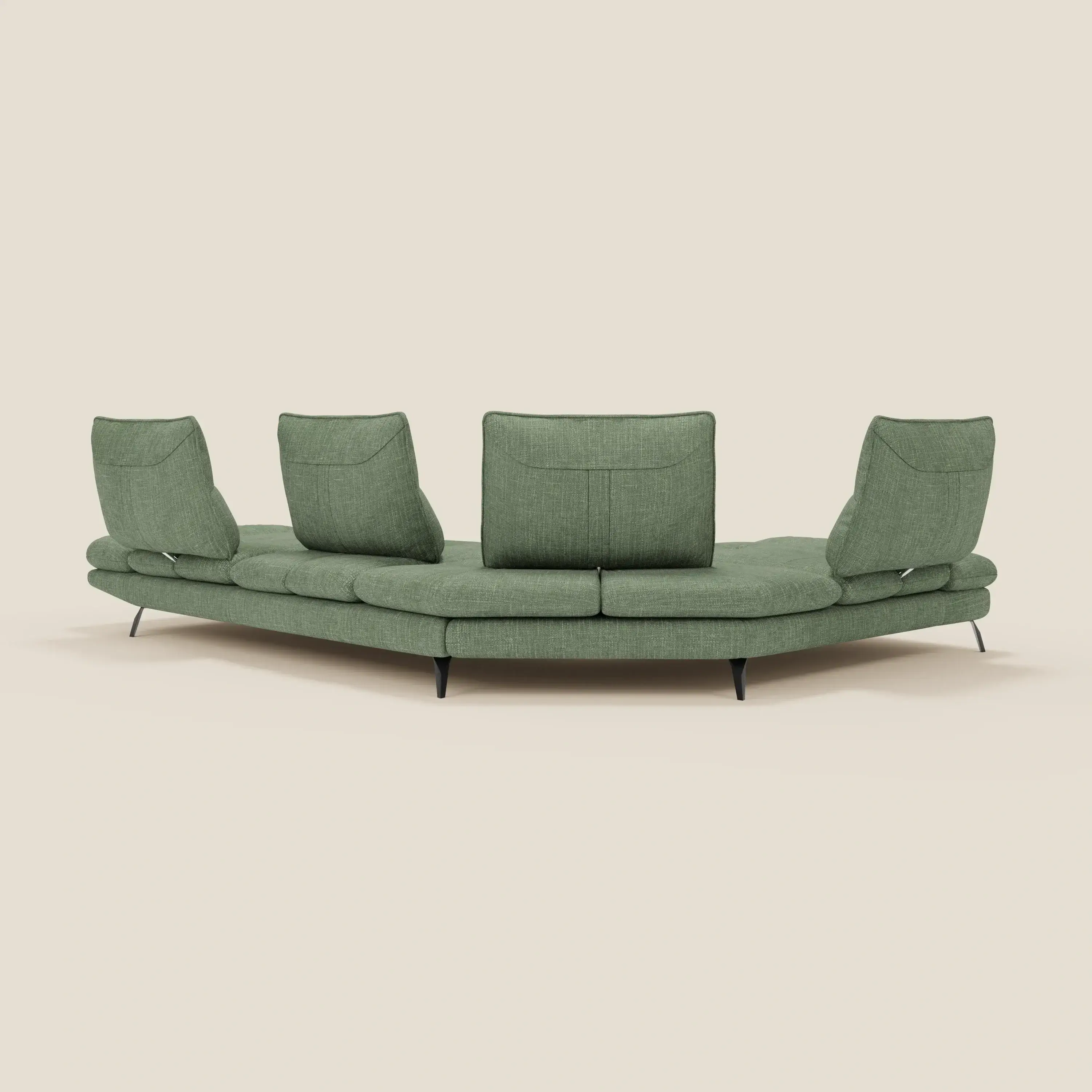Ardex Canapé d'angle - dossiers coulissants et accoudoirs réglables en élégant tissu imperméable T06 vert - Image 9