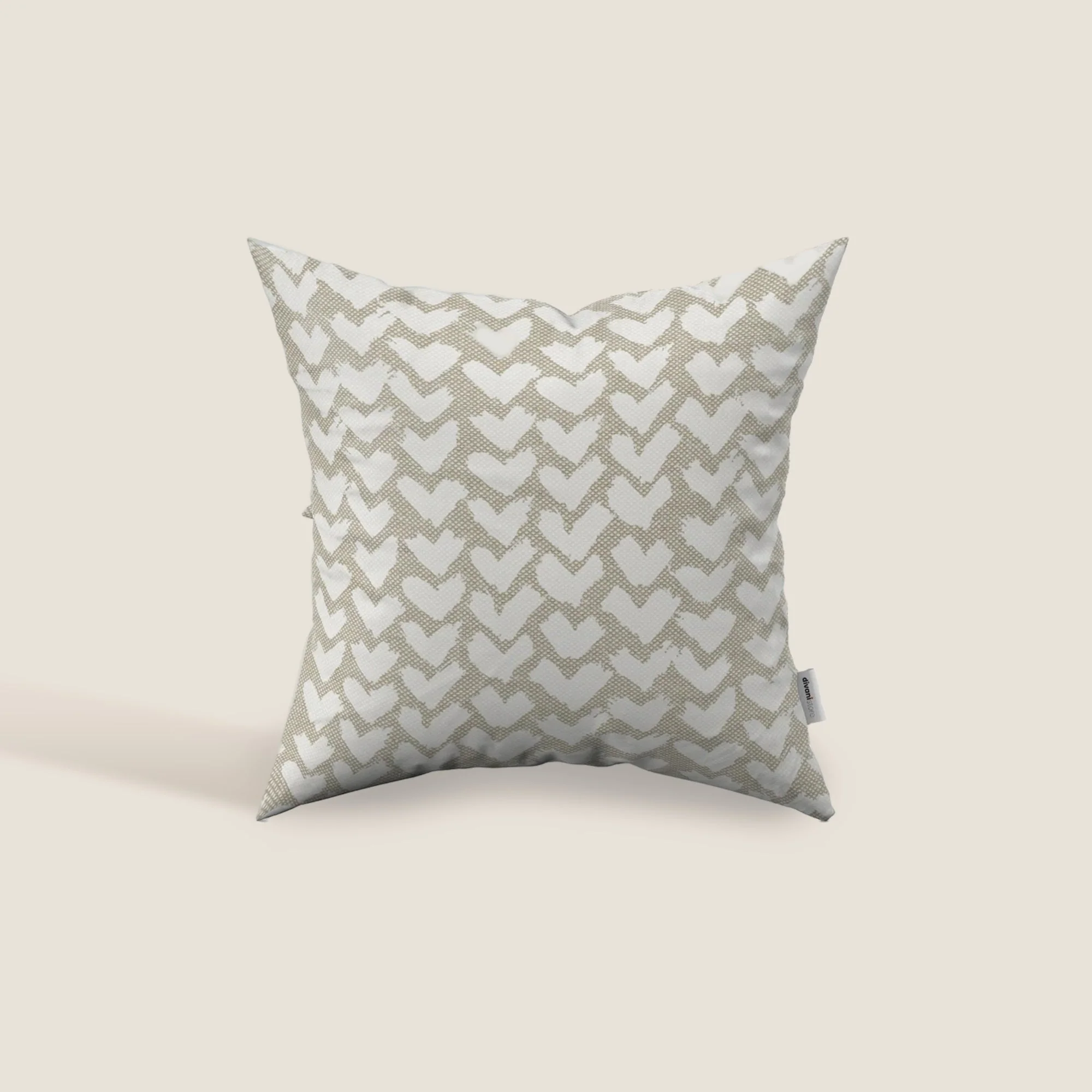 Arrow coussins géométriques en tissu hydrofuge beige