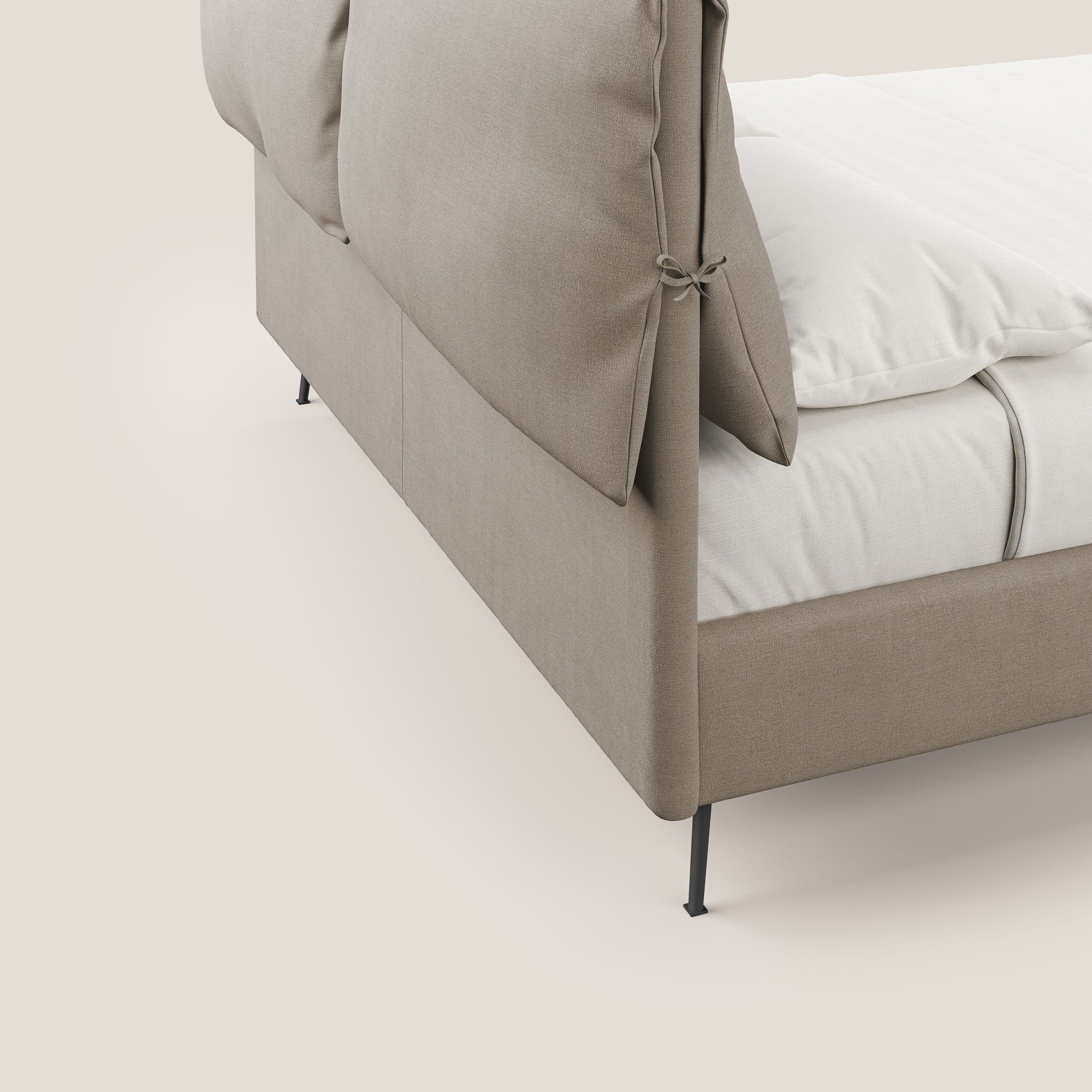 Artemisia lit rembourré avec pieds hauts déhoussable en tissu détachable T17 beige - Image 3