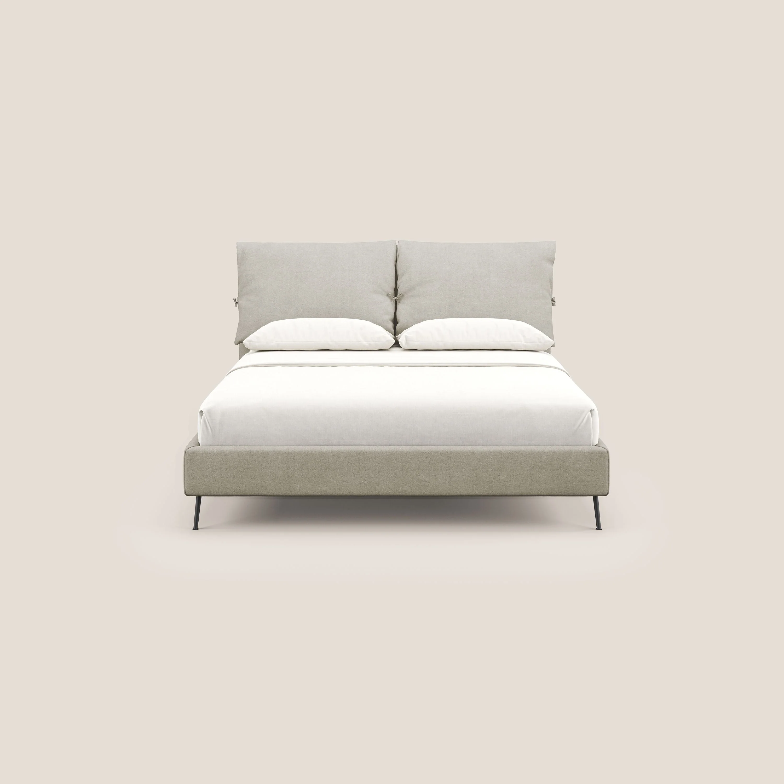 Artemisia lit rembourré avec pieds hauts déhoussable en tissu détachable T17 crème - Image 2