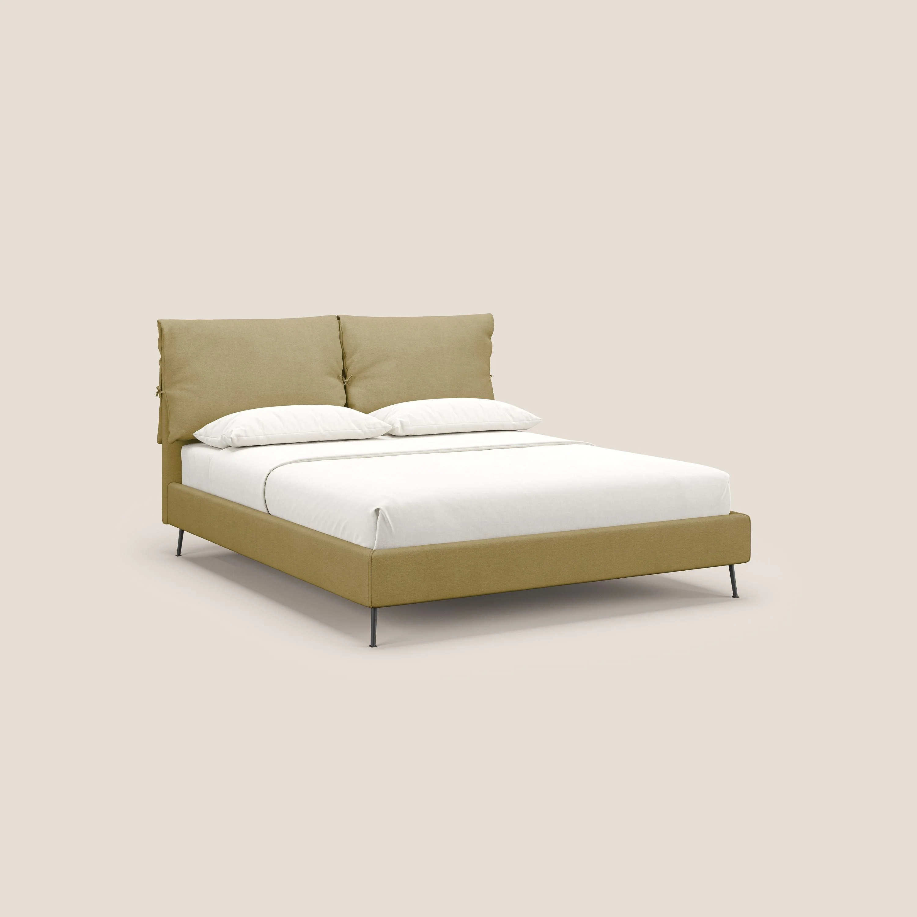 Artemisia lit rembourré avec pieds hauts déhoussable en tissu détachable T17 jaune