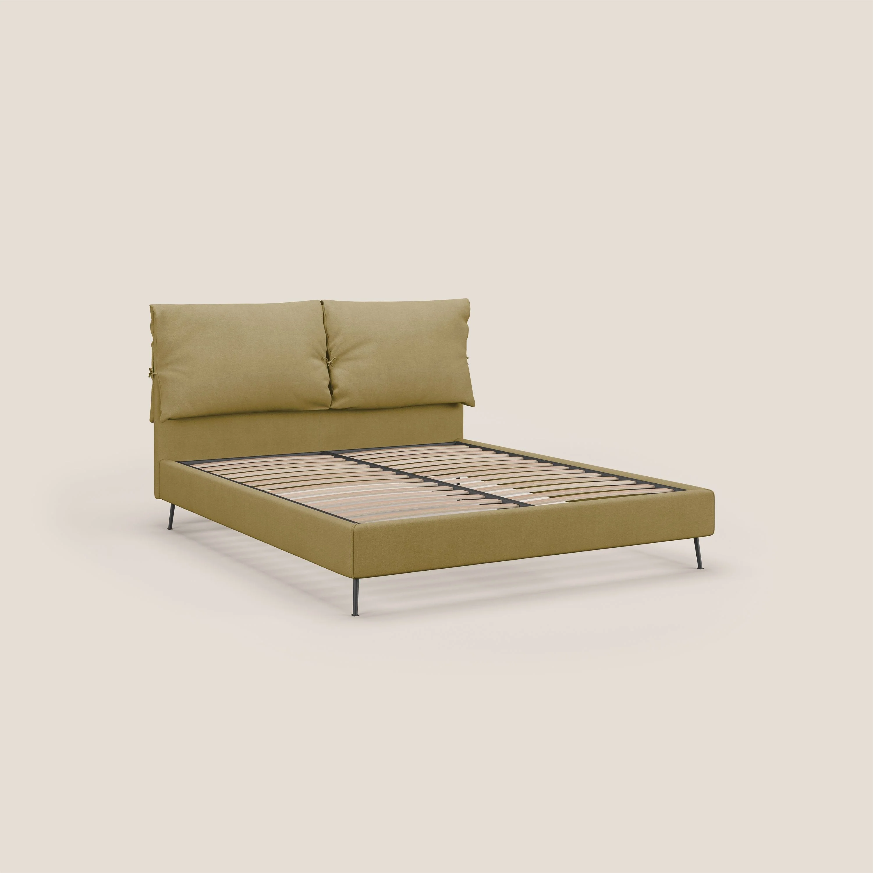 Artemisia lit rembourré avec pieds hauts déhoussable en tissu détachable T17 jaune - Image 4