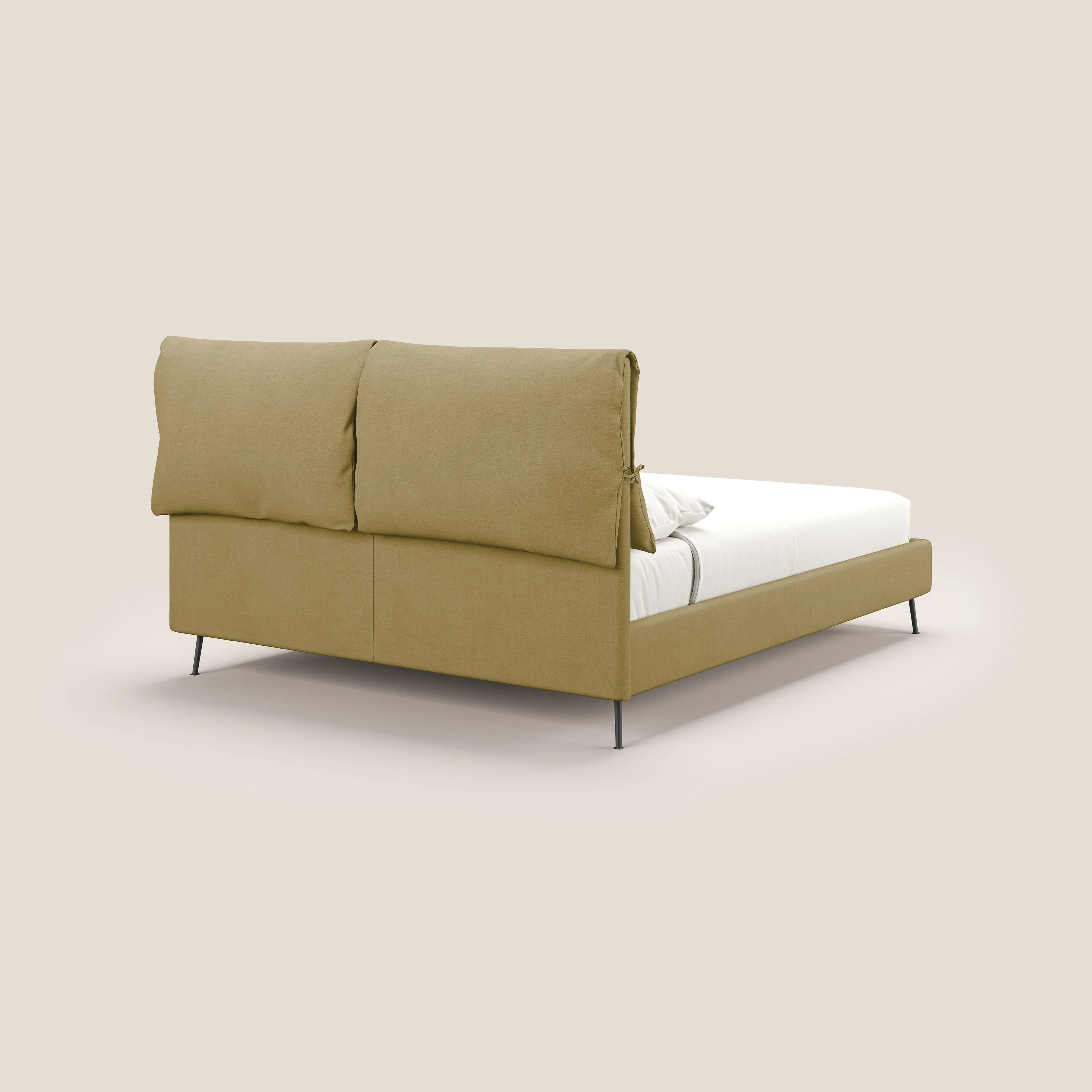 Artemisia lit rembourré avec pieds hauts déhoussable en tissu détachable T17 jaune - Image 6