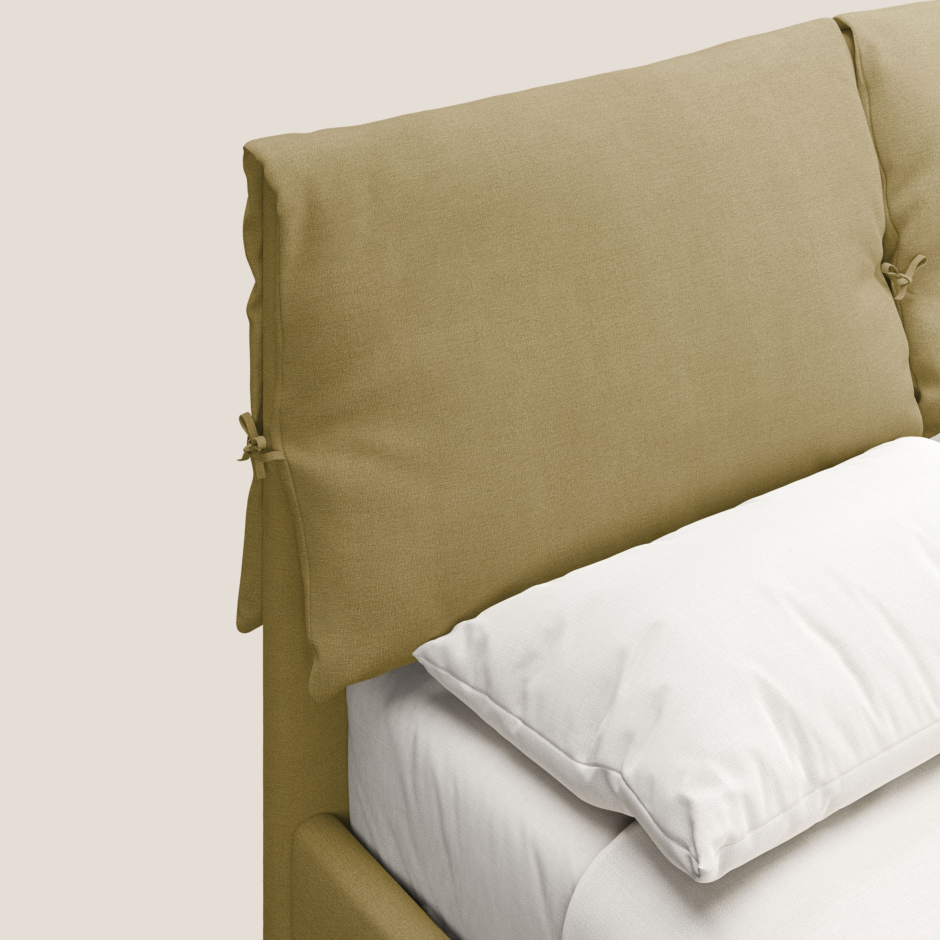 Artemisia lit rembourré avec pieds hauts déhoussable en tissu détachable T17 jaune - Image 7