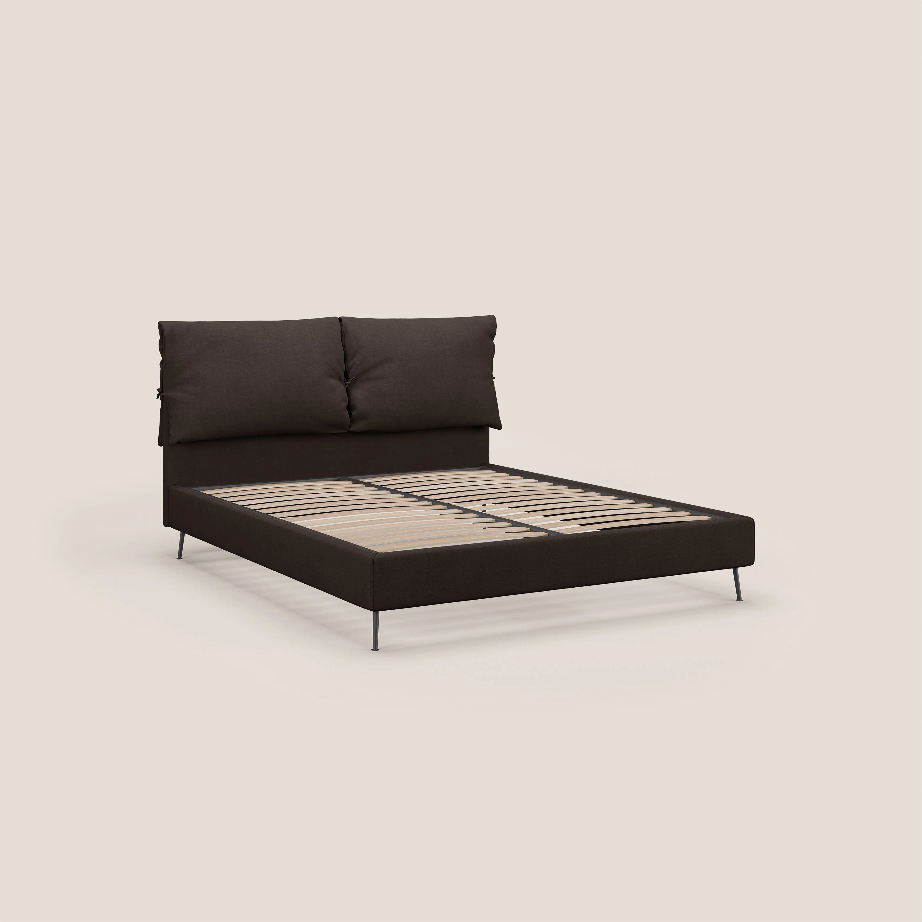 Artemisia lit rembourré avec pieds hauts déhoussable en tissu détachable T17 marron - Image 4