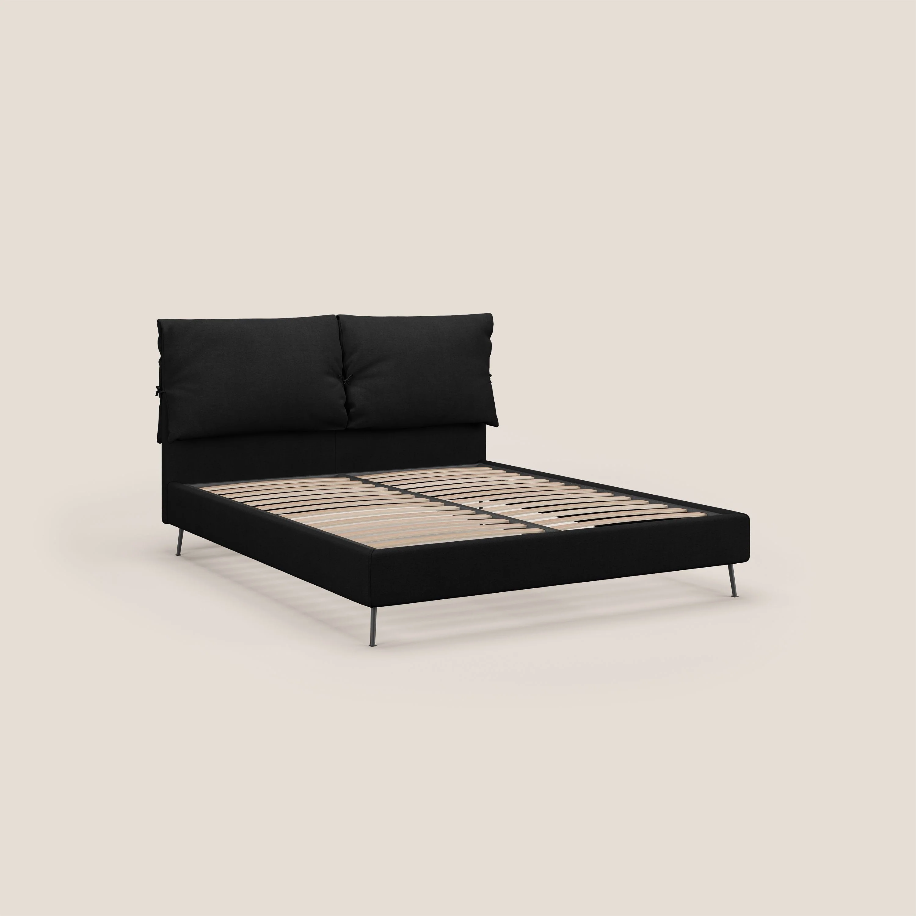 Artemisia lit rembourré avec pieds hauts déhoussable en tissu détachable T17 noir - Image 4