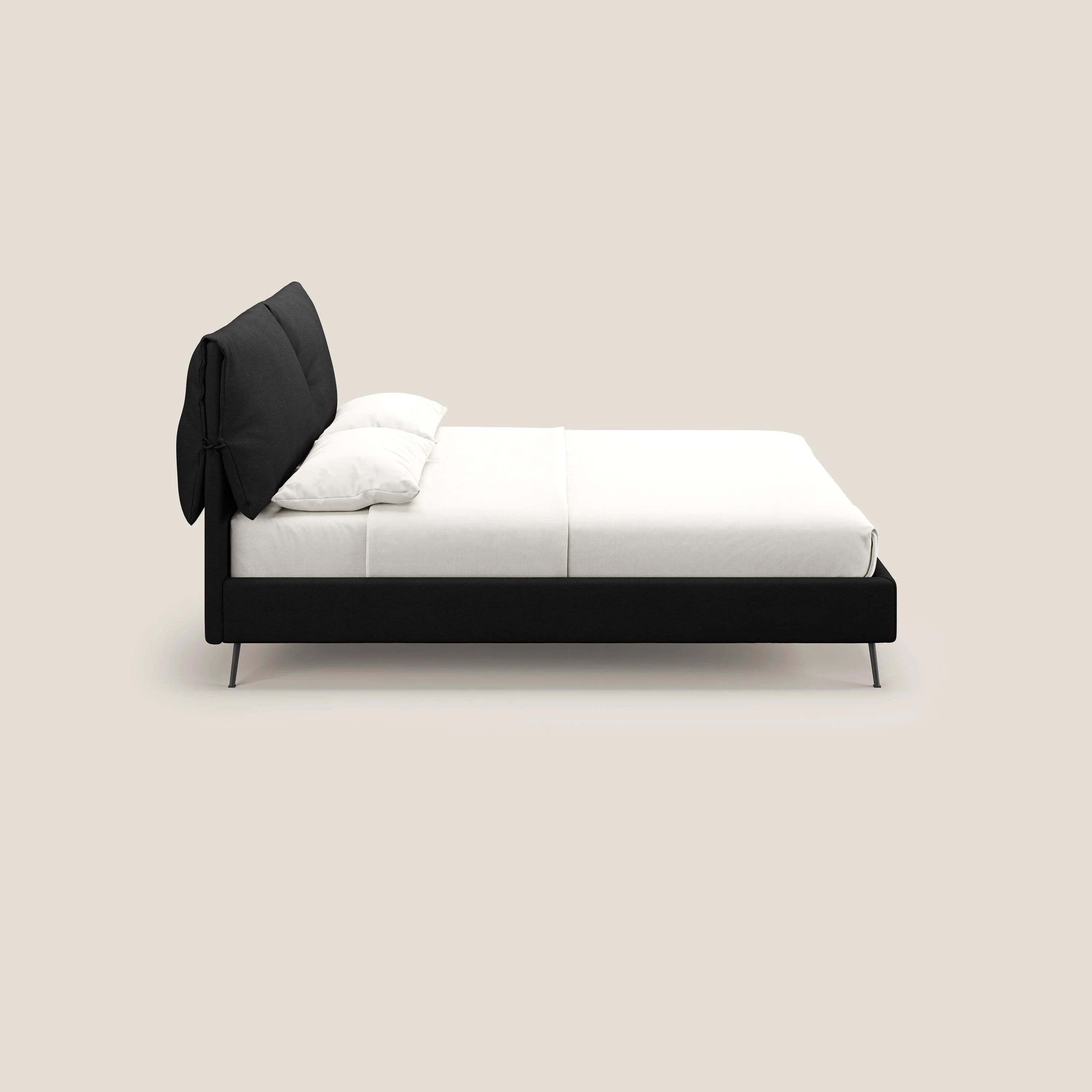 Artemisia lit rembourré avec pieds hauts déhoussable en tissu détachable T17 noir - Image 5