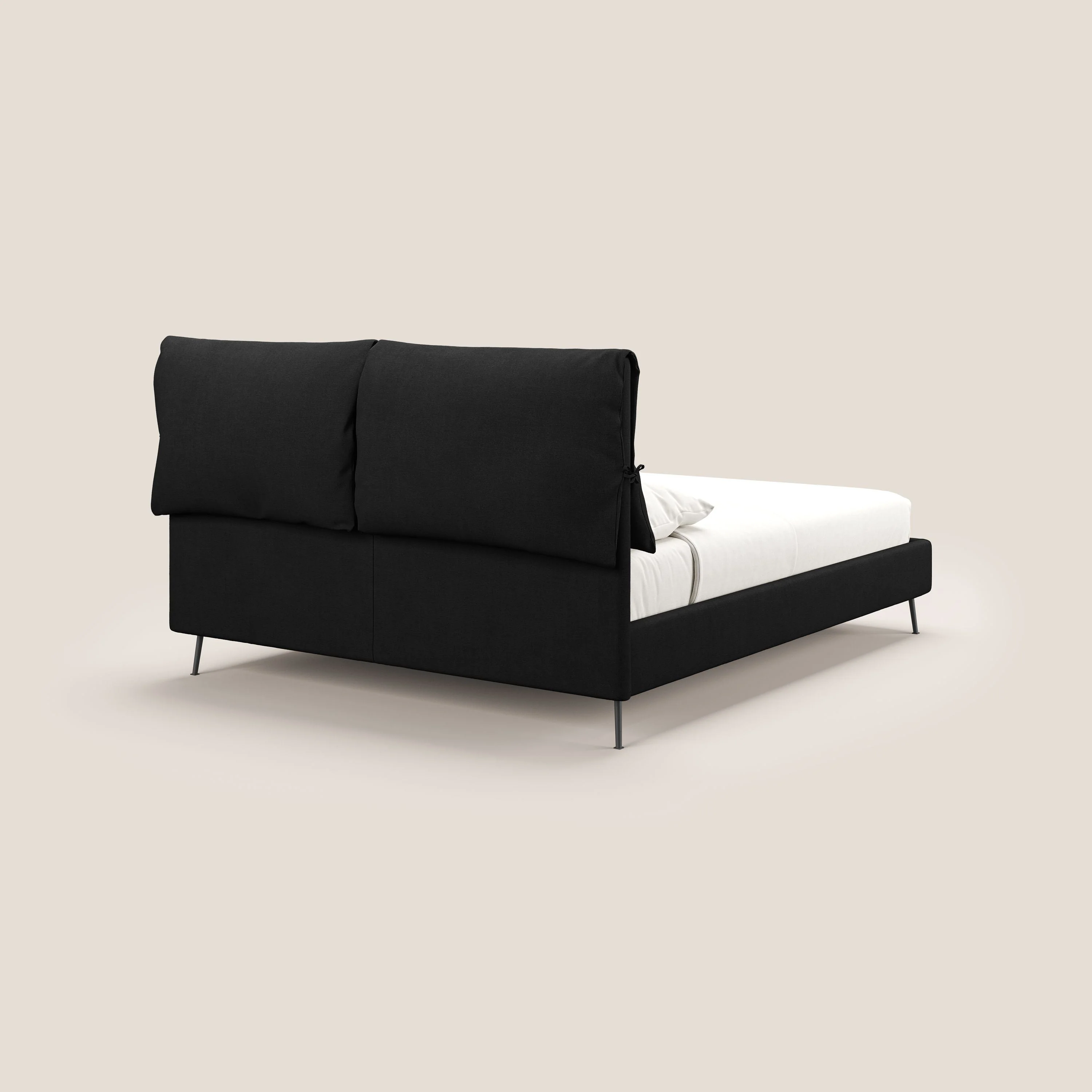 Artemisia lit rembourré avec pieds hauts déhoussable en tissu détachable T17 noir - Image 6
