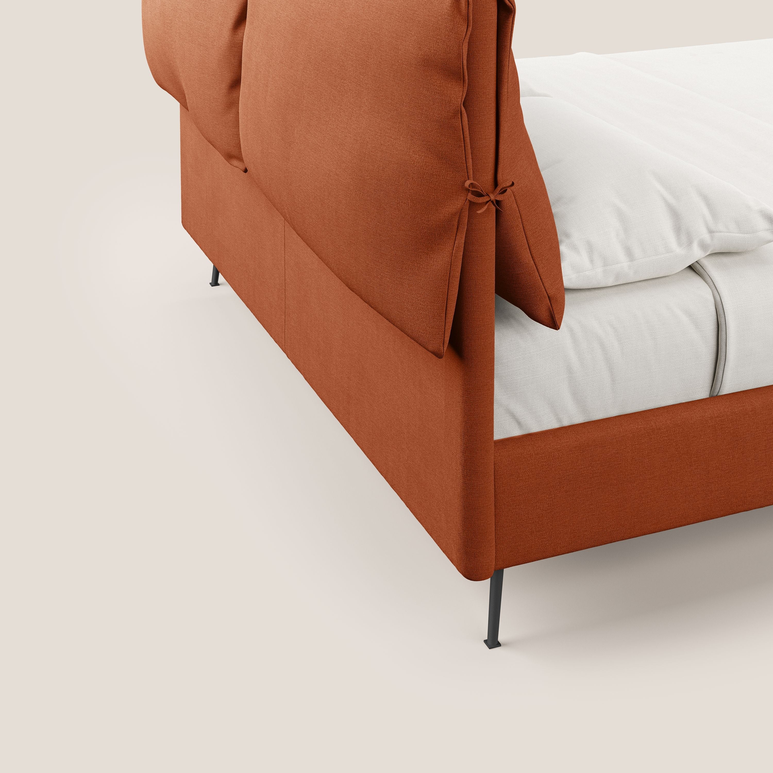 Artemisia lit rembourré avec pieds hauts déhoussable en tissu détachable T17 orange - Image 3