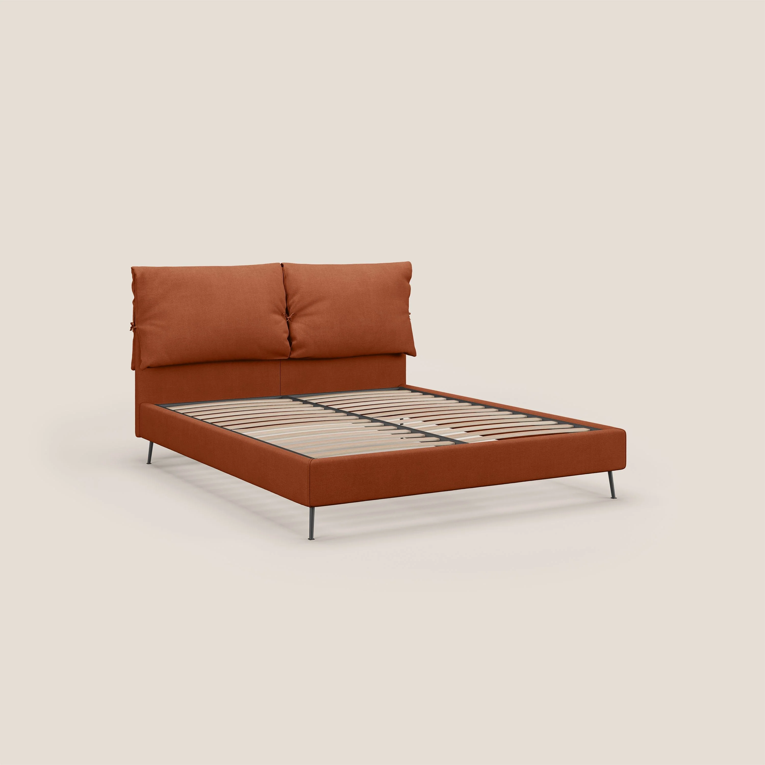 Artemisia lit rembourré avec pieds hauts déhoussable en tissu détachable T17 orange - Image 4
