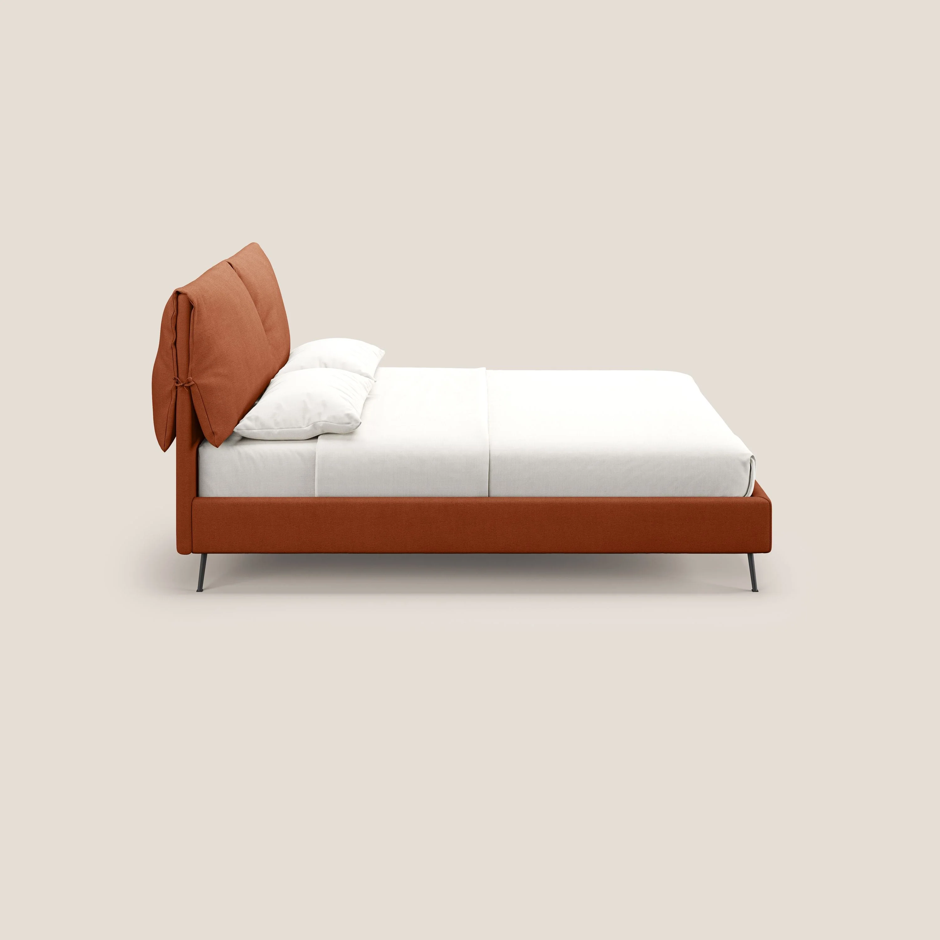 Artemisia lit rembourré avec pieds hauts déhoussable en tissu détachable T17 orange - Image 5