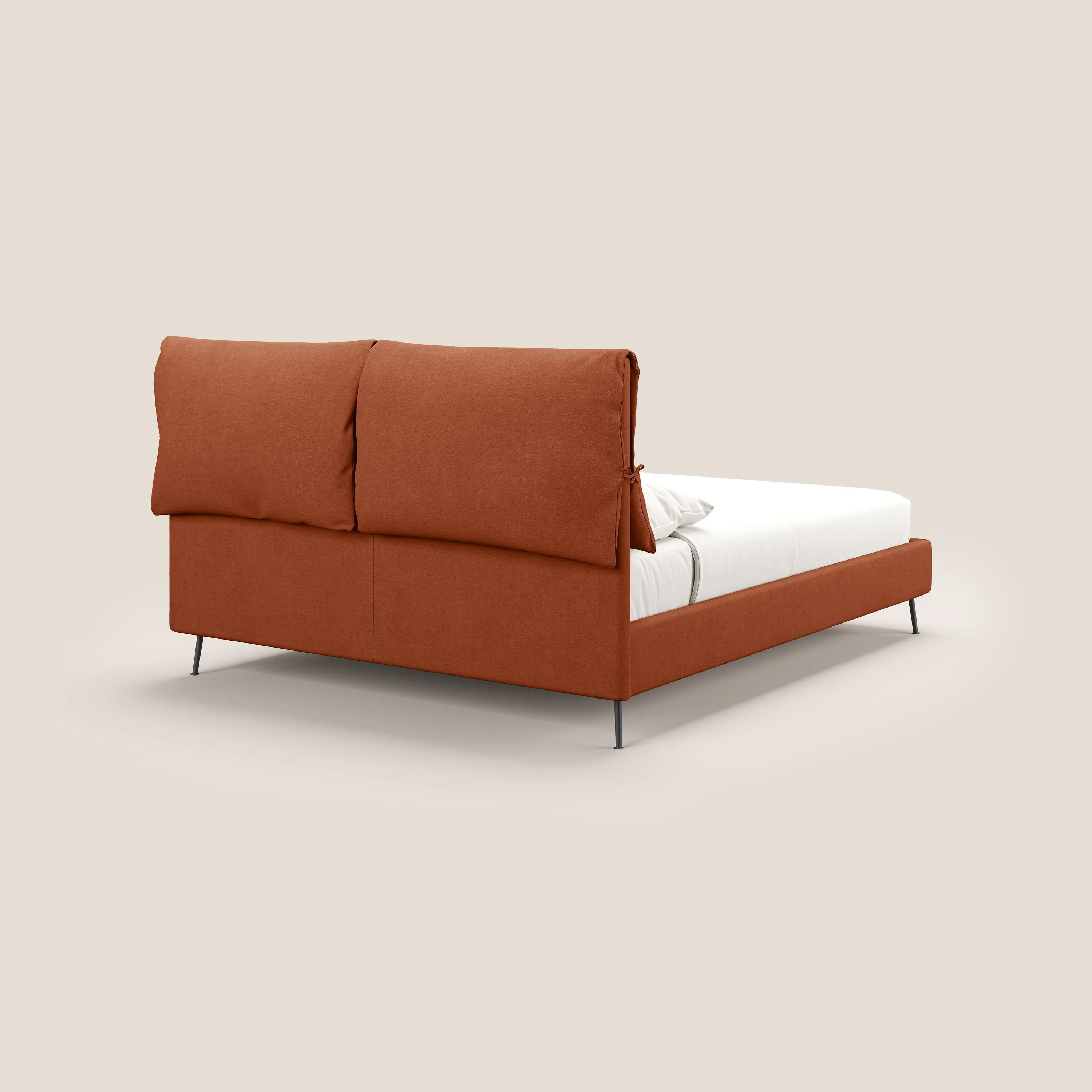 Artemisia lit rembourré avec pieds hauts déhoussable en tissu détachable T17 orange - Image 6