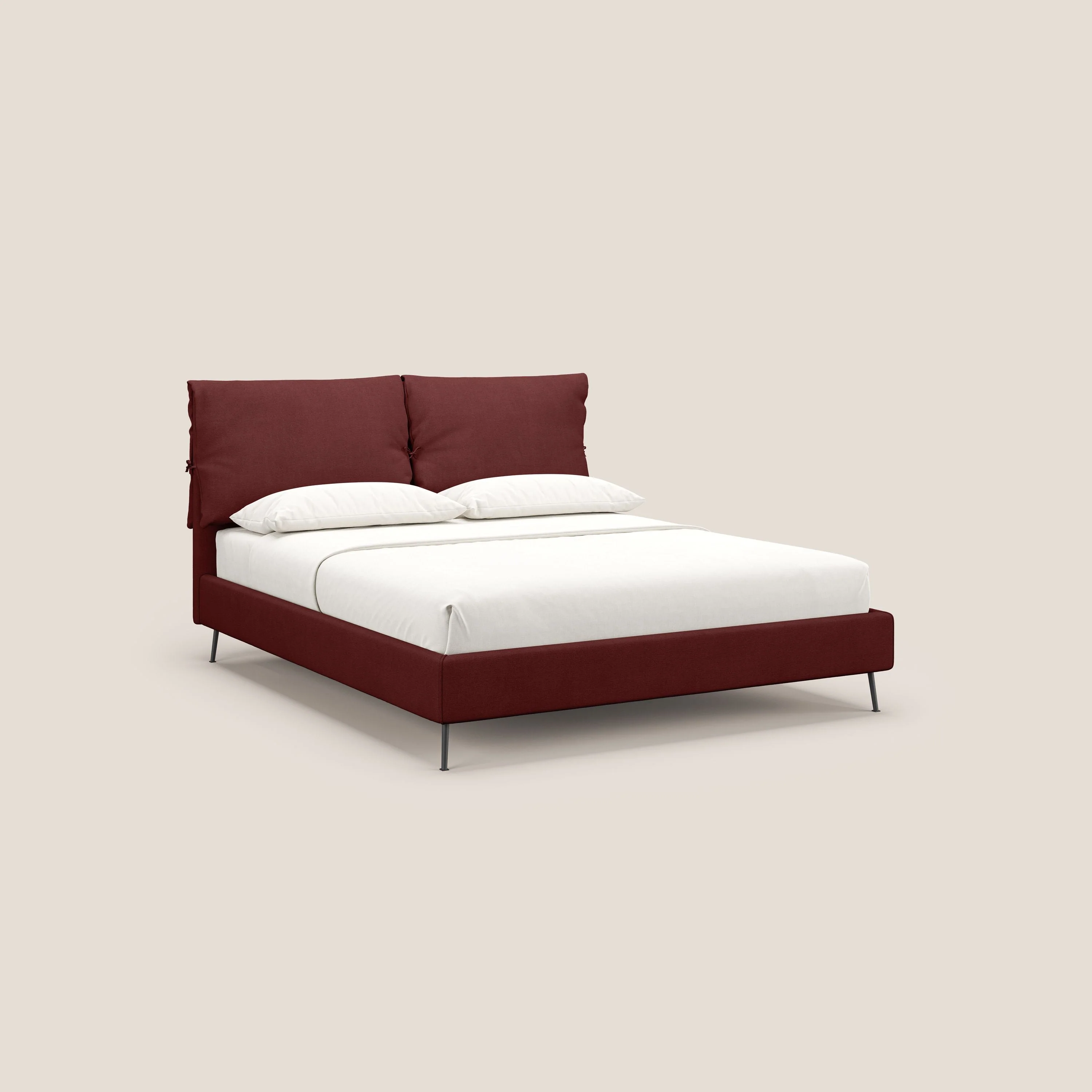 Artemisia lit rembourré avec pieds hauts déhoussable en tissu détachable T17 rouge